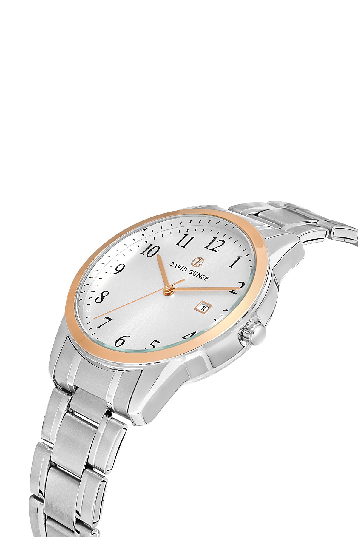 DAVID GUNER Rose Beyaz Kaplama Gümüş Kadranlı Takvimli Erkek Kol Saati