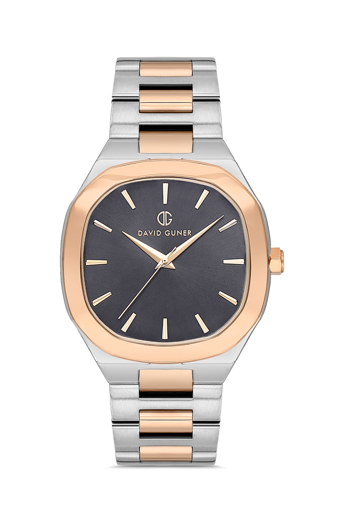 DAVID GUNER Rose Gümüş Kaplamalı Siyah Kadranlı Erkek Kol Saati - DG-8519GA-E9