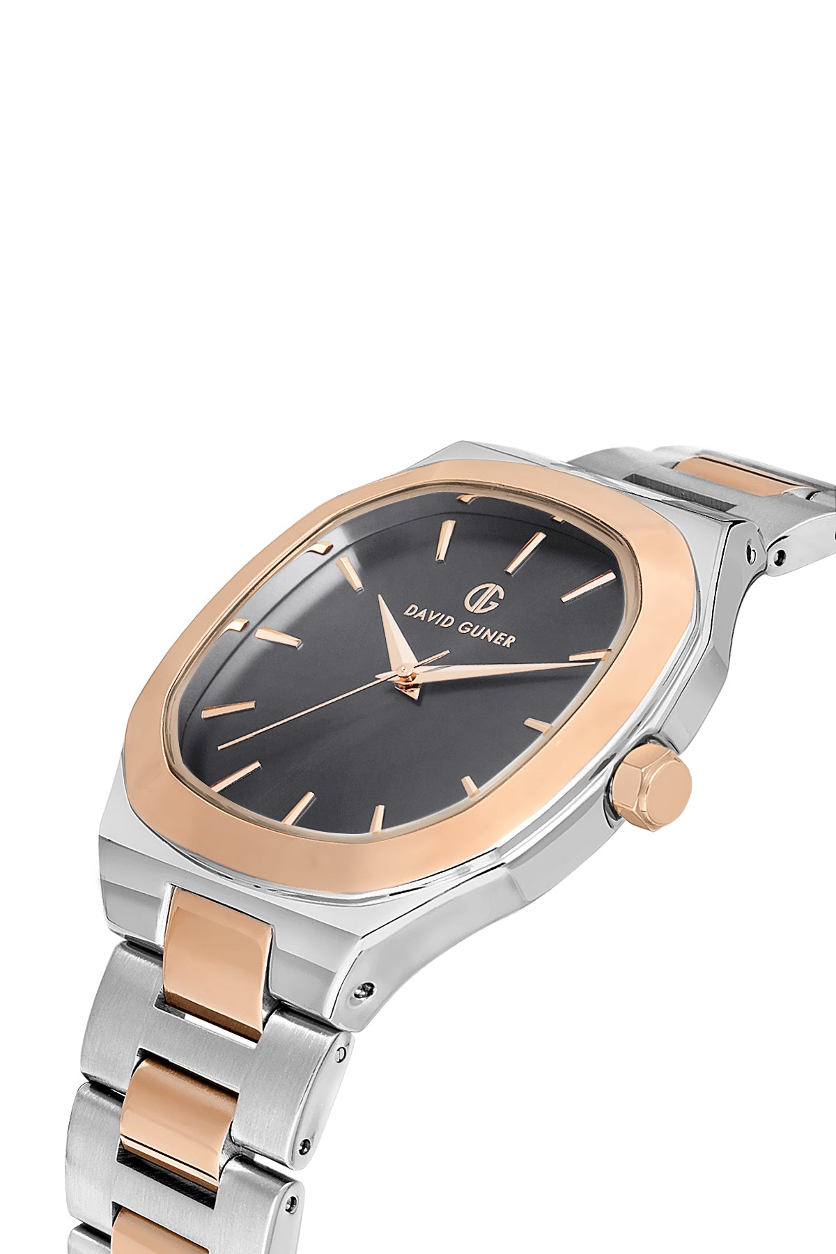 DAVID GUNER Rose Gümüş Kaplamalı Siyah Kadranlı Erkek Kol Saati - DG-8519GA-E9