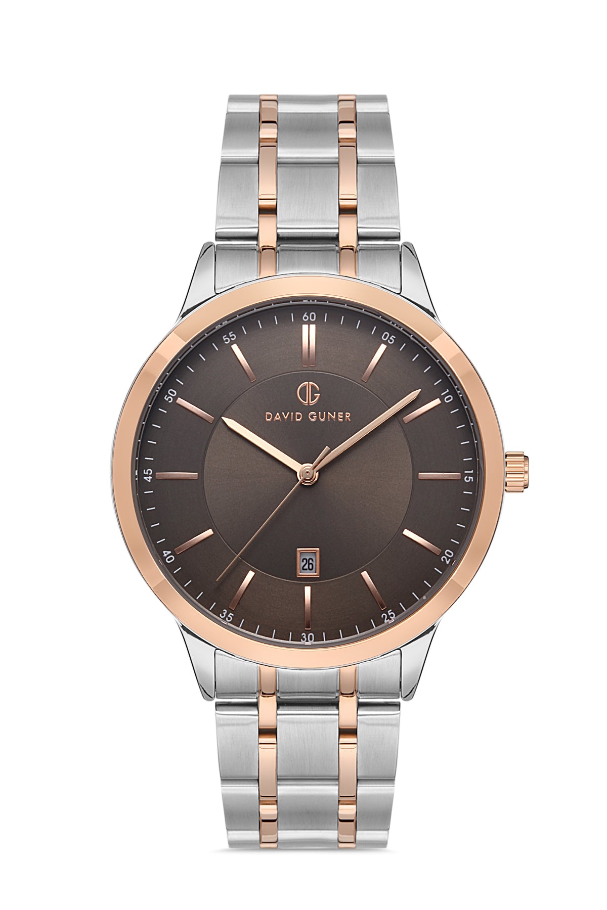 DAVID GUNER ROSE BEYAZ KAPLAMALI KAHVERENGİ KADRANLI ERKEK KOL SAATİ DG-8191GA-E6