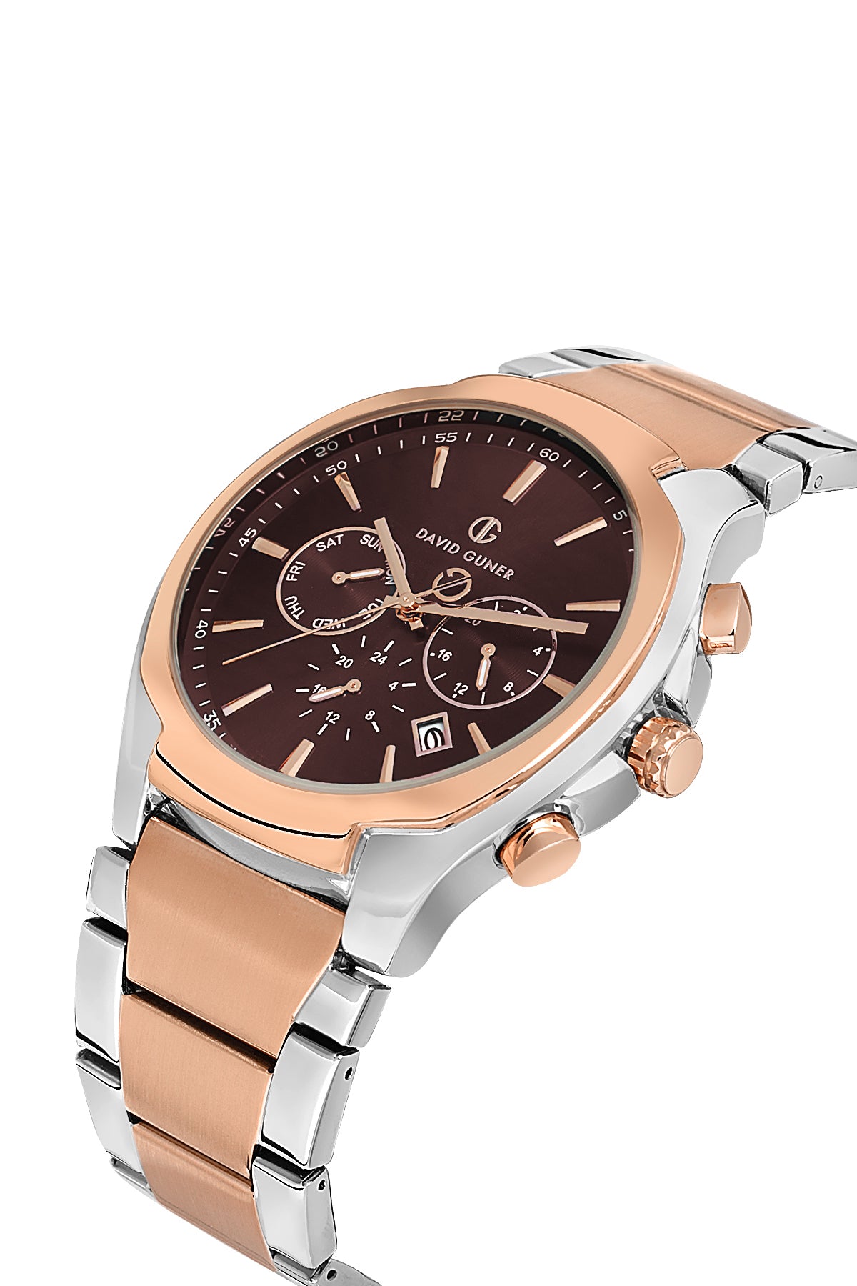 DAVID GUNER ROSE BEYAZ KAPLAMALI KAHVERENGİ KADRANLI ERKEK KOL SAATİ - DG-8395GA-E6