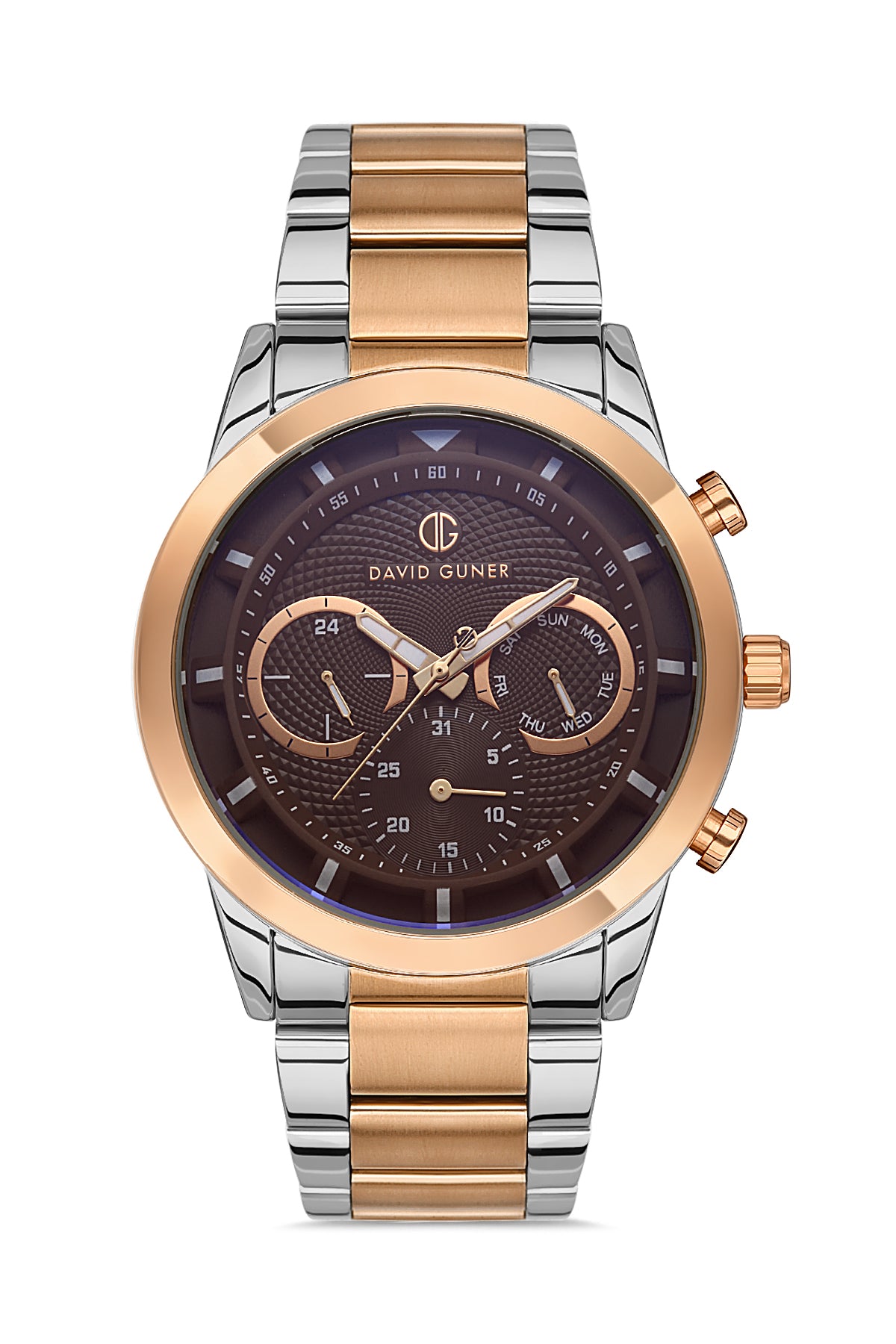 DAVID GUNER ROSE BEYAZ KAPLAMALI KAHVERENGİ KADRANLI ERKEK KOL SAATİ DG-8420GA-E6