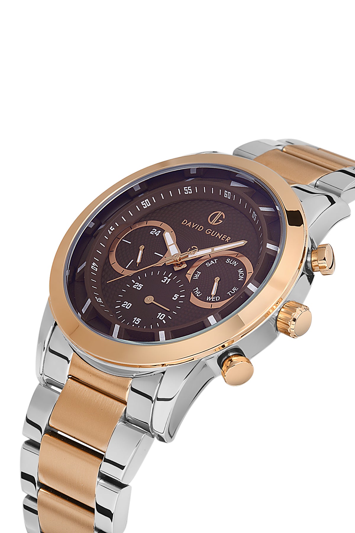 DAVID GUNER ROSE BEYAZ KAPLAMALI KAHVERENGİ KADRANLI ERKEK KOL SAATİ DG-8420GA-E6