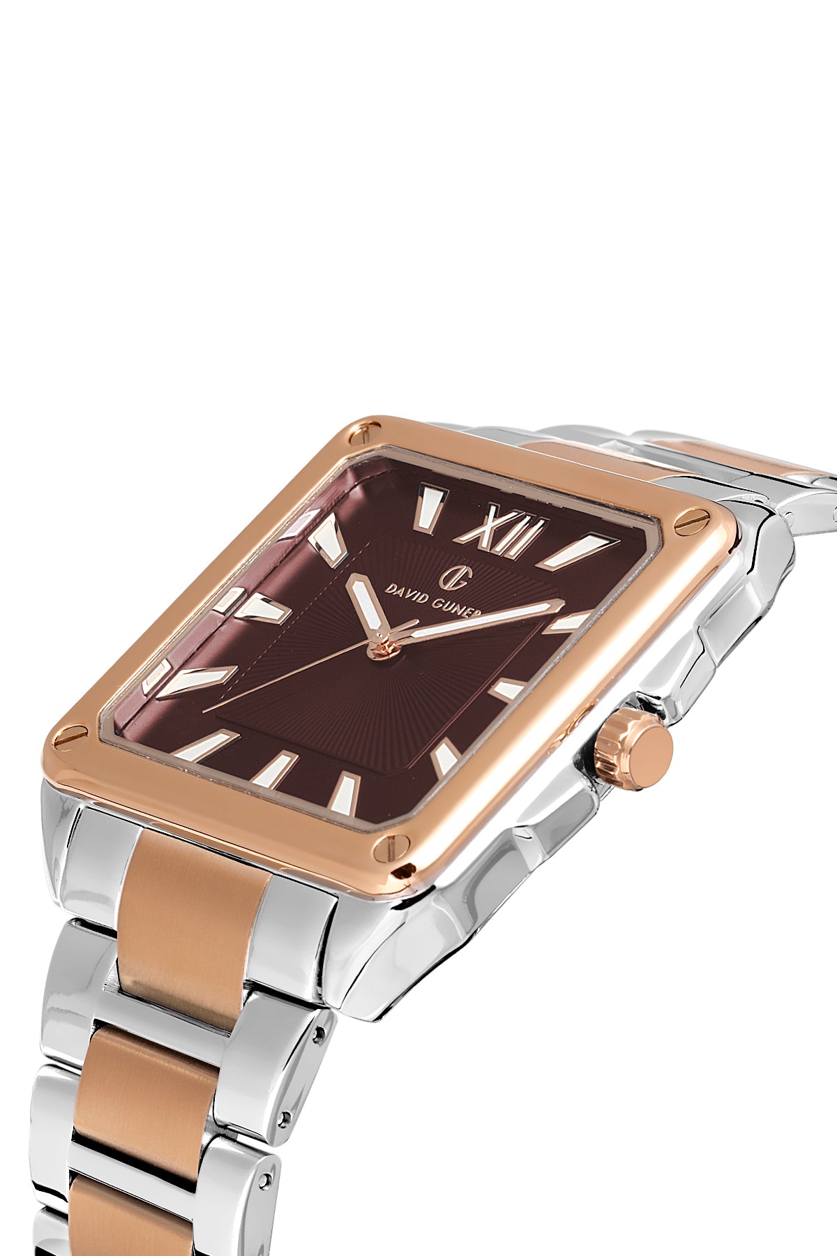 DAVID GUNER Kahverengi Kadranlı Rose Gümüş Kaplamalı Erkek Kol Saati - DG-8668GA-E6