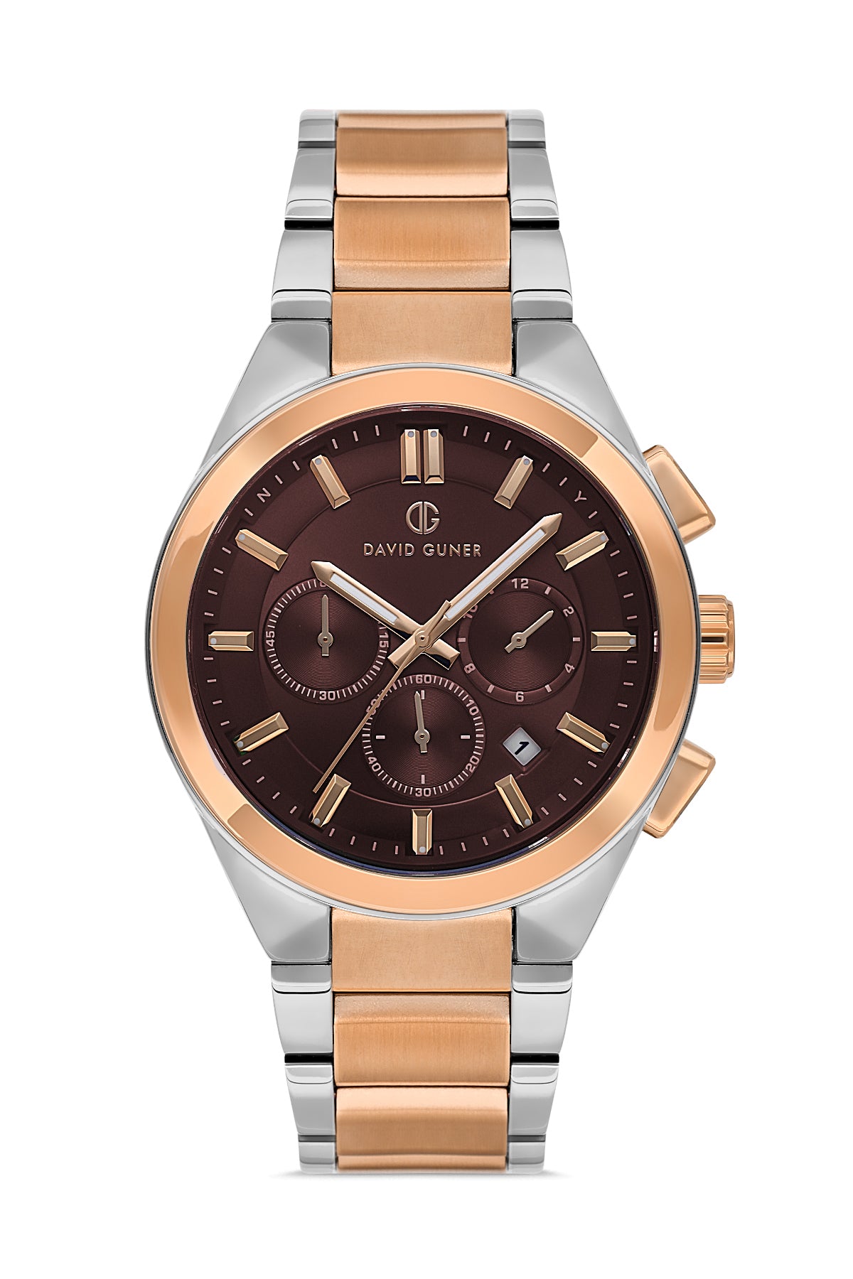 DAVID GUNER ROSE BEYAZ KAPLAMALI KAHVERENGİ KADRANLI ERKEK KOL SAATİ DG-8676GA-E6