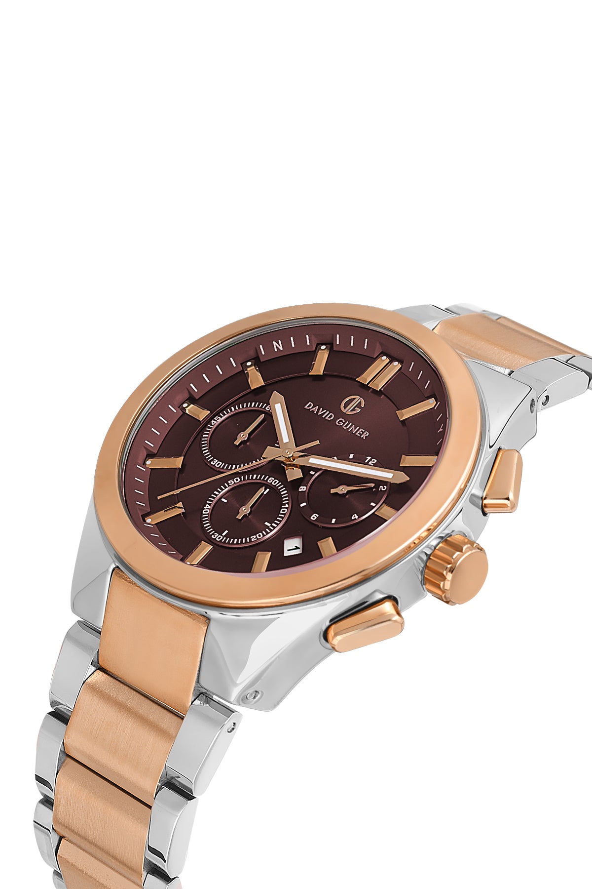 DAVID GUNER ROSE BEYAZ KAPLAMALI KAHVERENGİ KADRANLI ERKEK KOL SAATİ DG-8676GA-E6