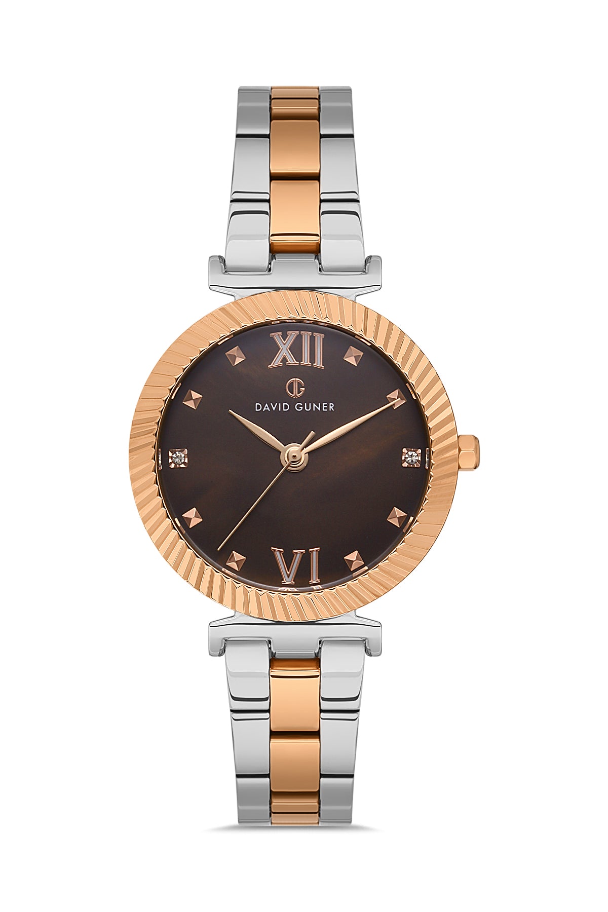 DAVID GUNER ROSE BEYAZ KAPLAMALI KAHVERENGİ KADRANLI KADIN KOL SAATİ DG-8412LA-E6
