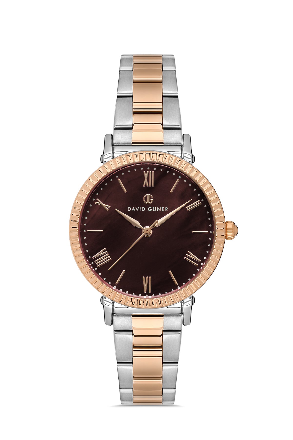 DAVID GUNER ROSE BEYAZ KAPLAMALI KAHVERENGİ KADRANLI KADIN KOL SAATİ - DG-8644LA-E6