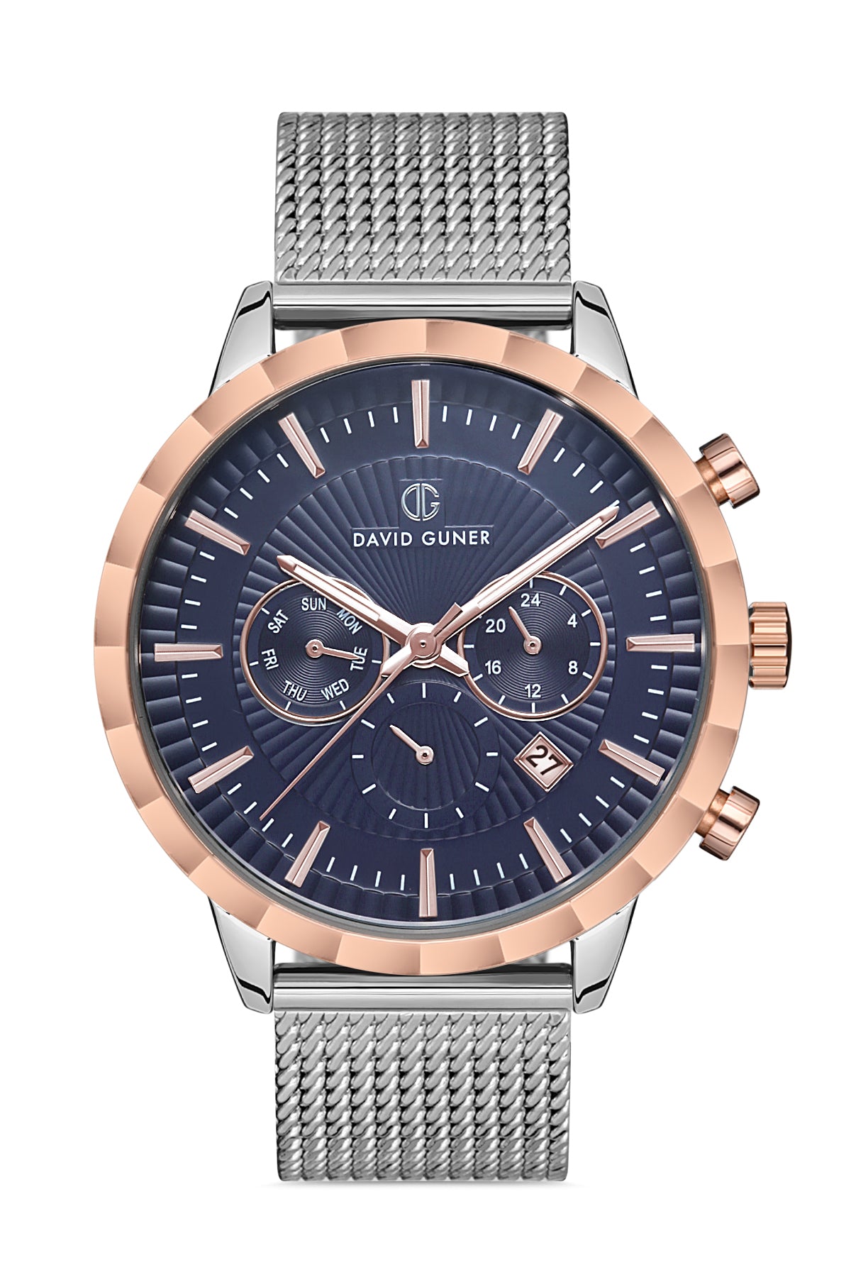 DAVID GUNER ROSE BEYAZ KAPLAMALI MAVİ KADRANLI ERKEK KOL SAATİ - DG-8022GC-E3