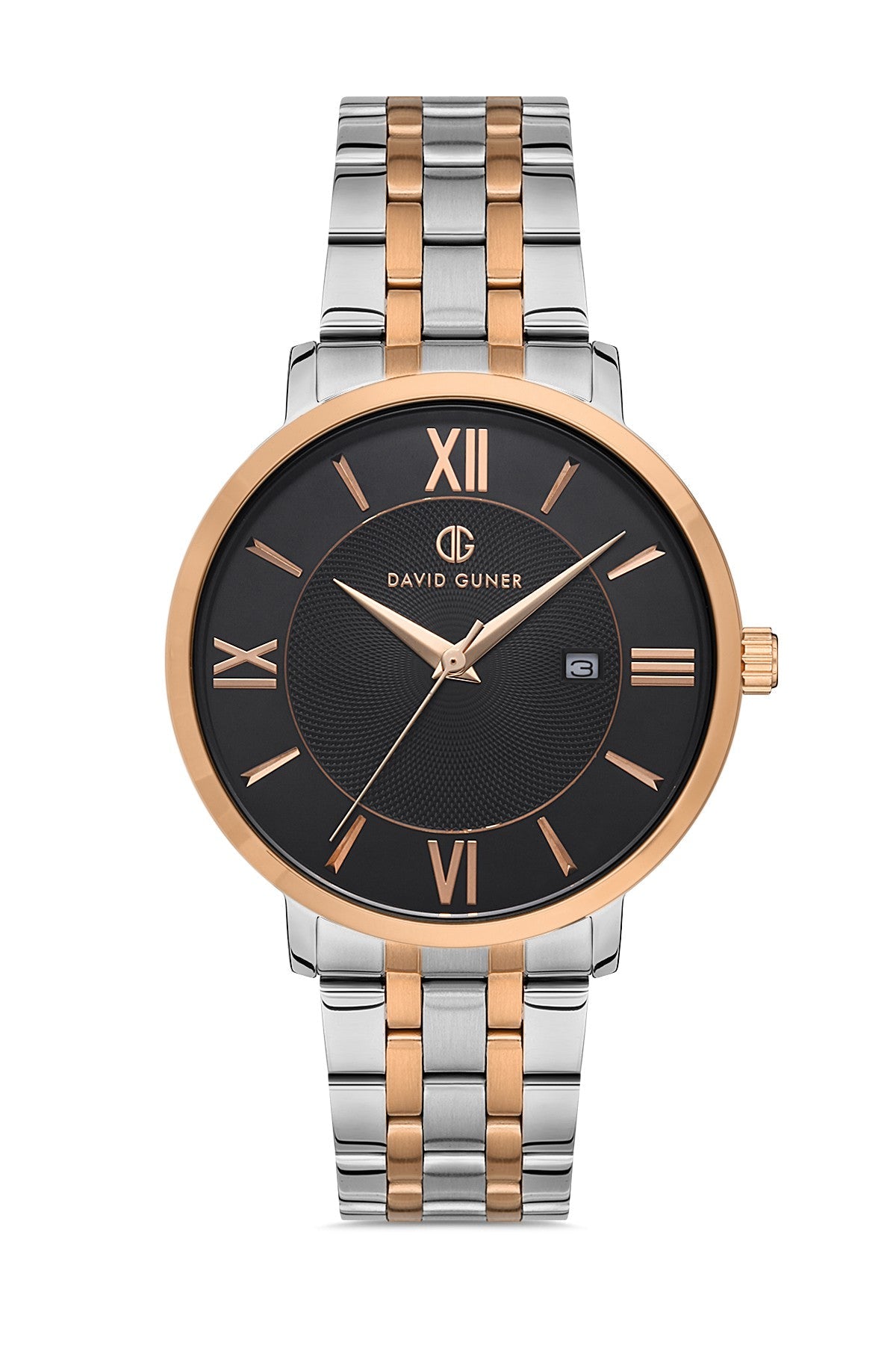 DAVID GUNER ROSE BEYAZ KAPLAMALI SİYAH KADRANLI ERKEK KOL SAATİ - DG-8277GA-E2