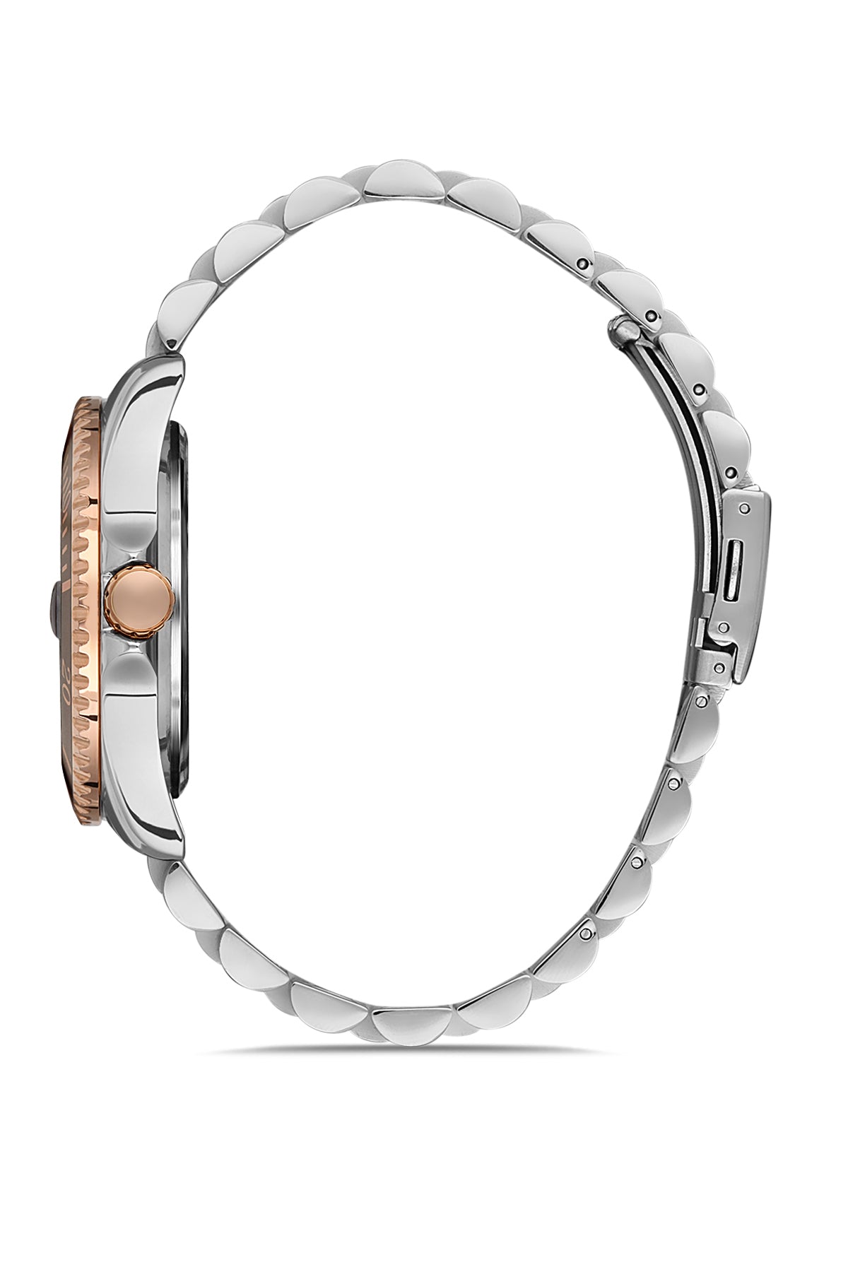 DAVID GUNER Rose Gümüş Renk Kaplamalı Gri Kadranlı Takvimli Erkek Kol Saati - DG-8230GA-E9