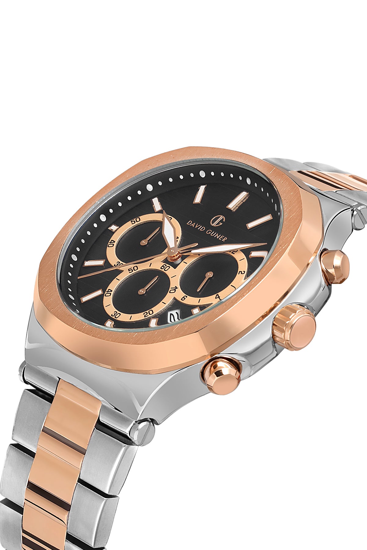 DAVID GUNER ROSE BEYAZ KAPLAMALI SİYAH KADRANLI ERKEK KOL SAATİ DG-8522GA-E2