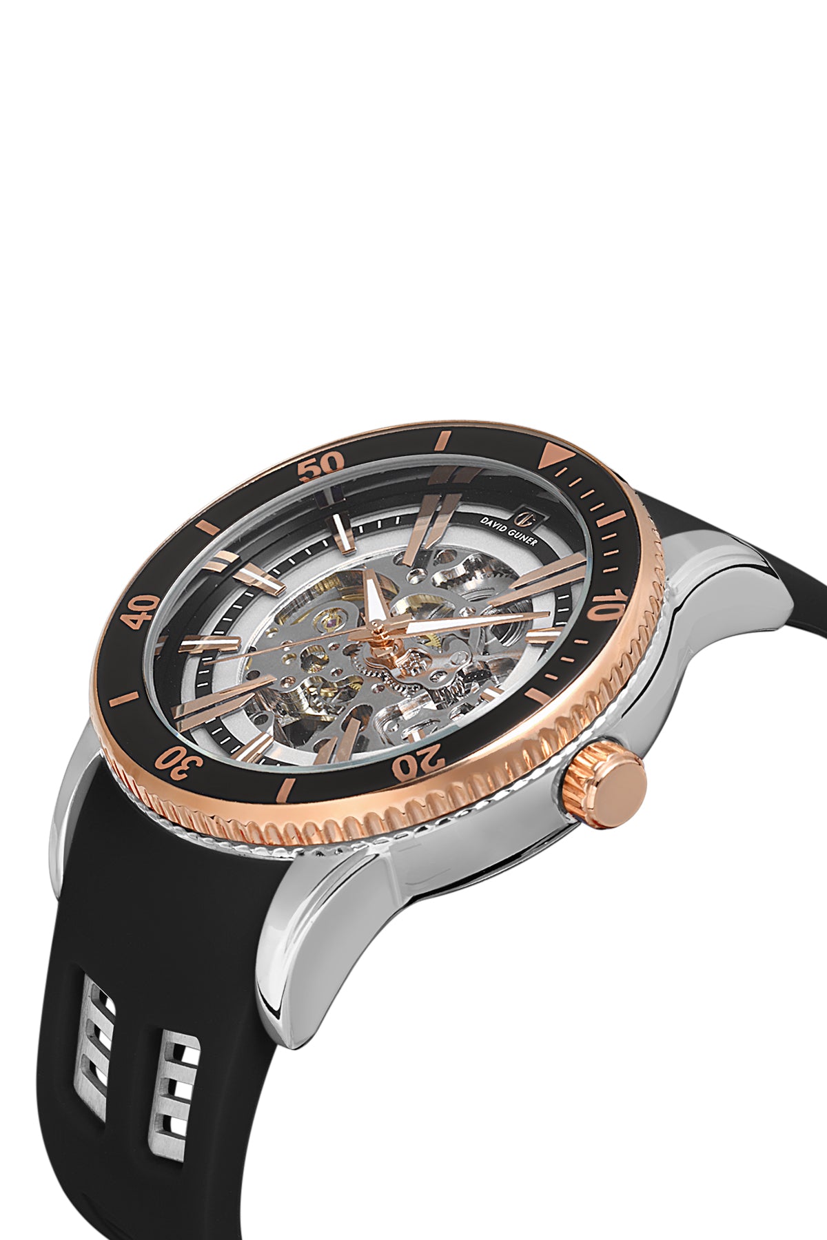 DAVID GUNER ROSE BEYAZ KAPLAMALI SİYAH KADRANLI ERKEK KOL SAATİ - DG-8619GD-E1