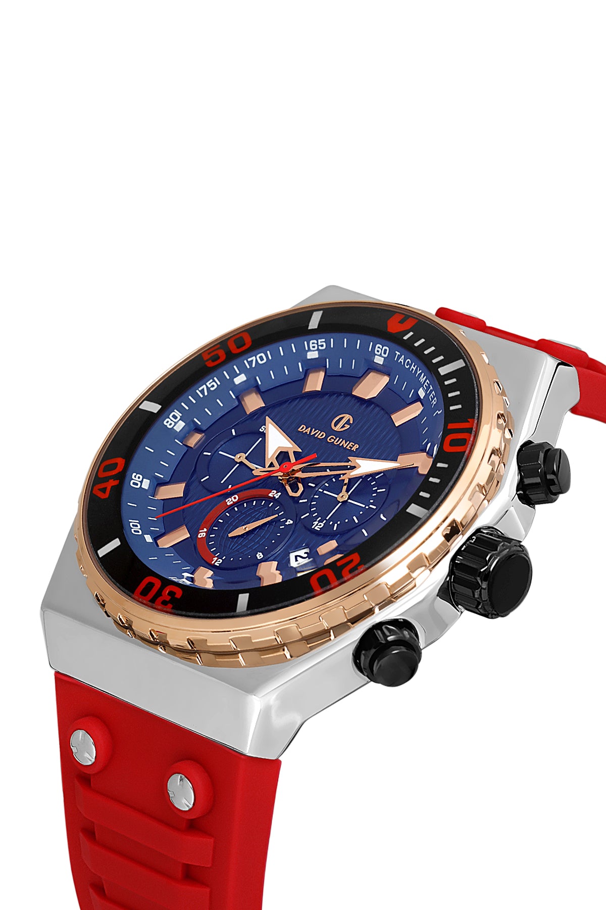 DAVID GUNER Siyah Kadranlı Rose Beyaz Kaplamalı Erkek Kol Saati - DG-8665GD-E3