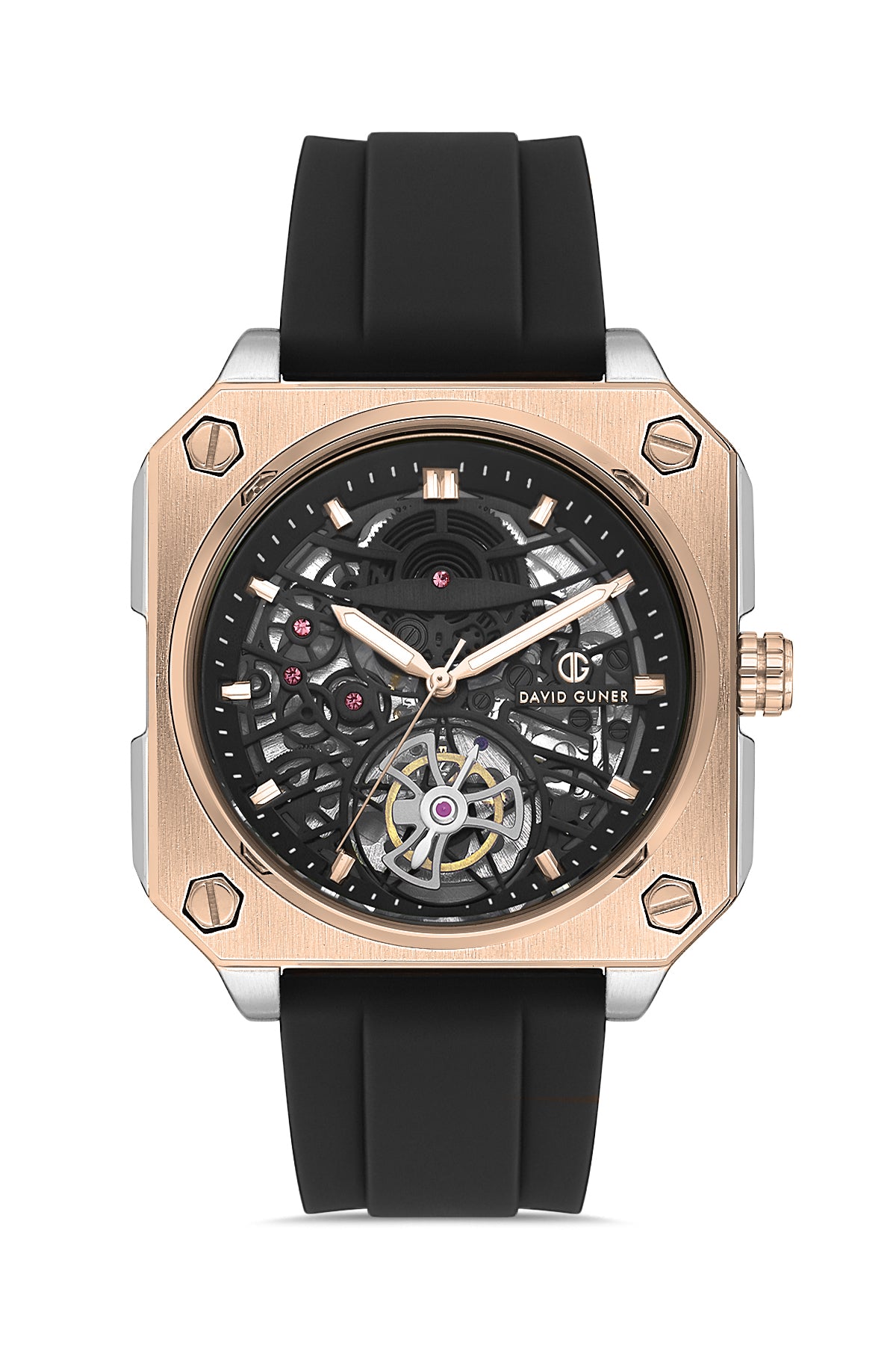 DAVID GUNER Rose Beyaz Kaplamalı Siyah Kadranlı Erkek Kol Saati - DG-8736GD-E2
