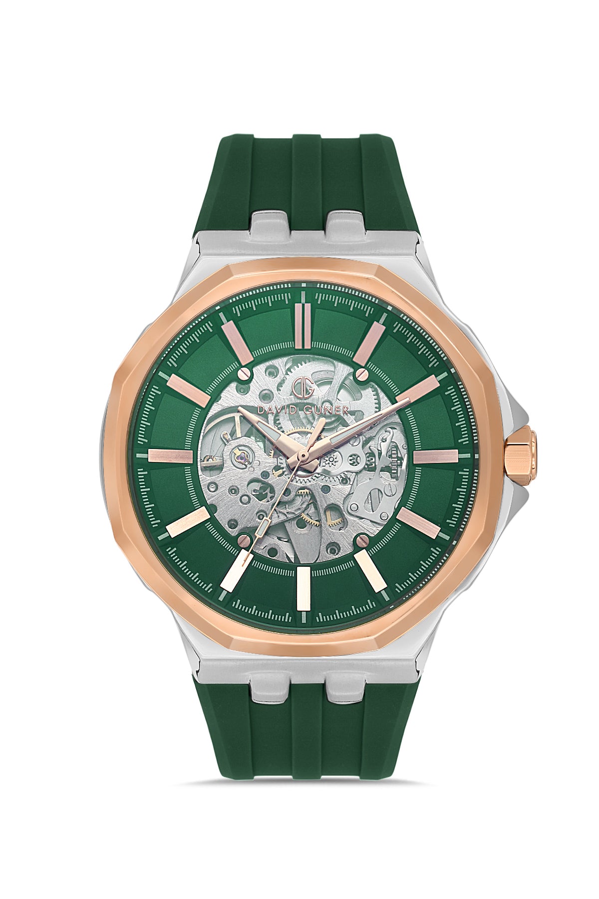 DAVID GUNER Rose Beyaz Kaplamalı Yeşil Kadranlı Erkek Kol Saati - DG-8823GD-E10