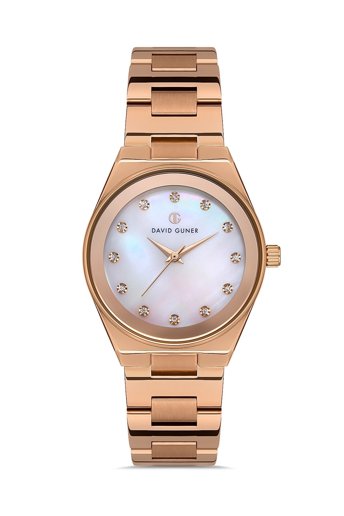 DAVID GUNER Rose Kaplama Gümüş Kadranlı Paslanmaz Masif Çelik Kordonlu Kadın Kol Saati - DG-8372LA-C1