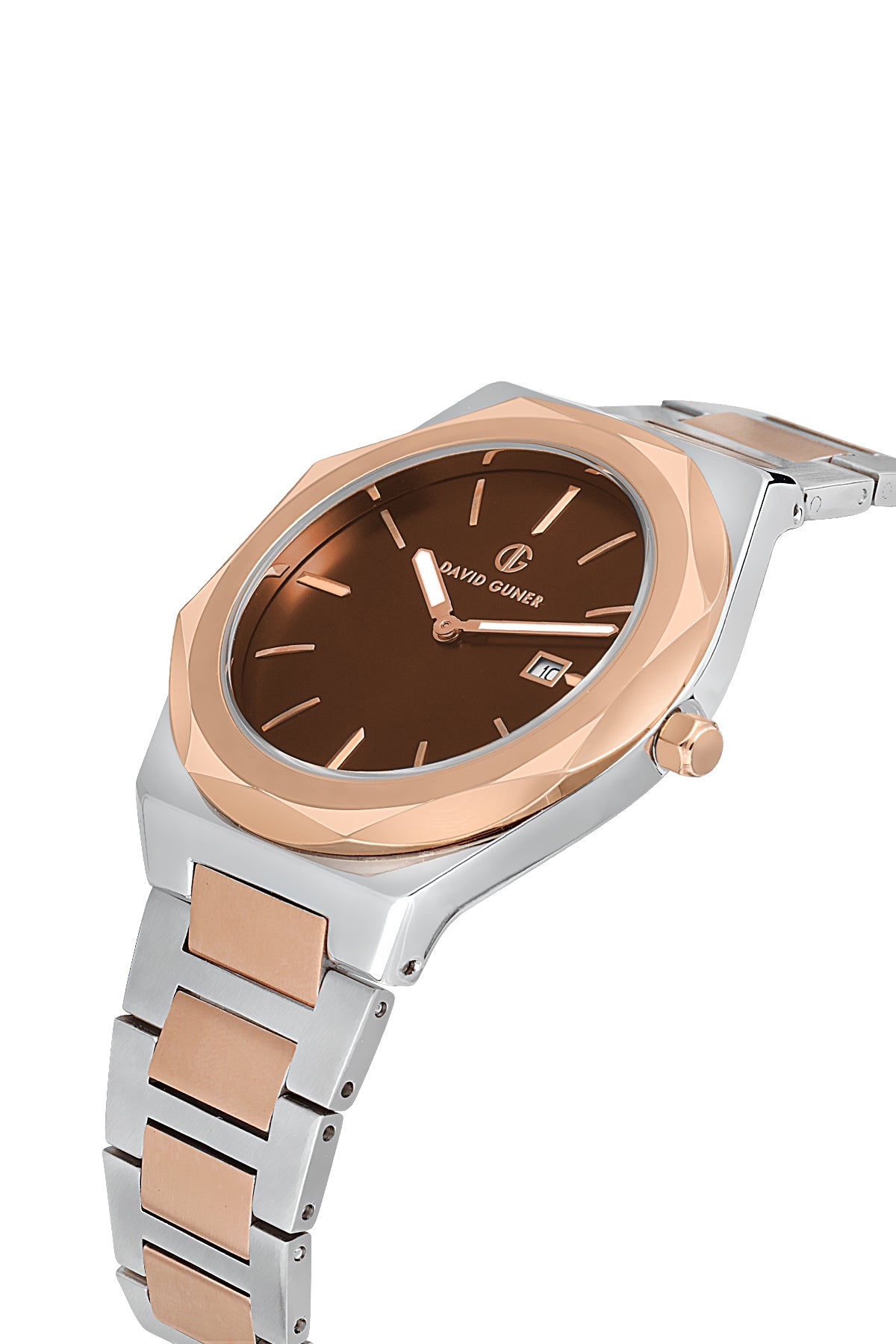 DAVID GUNER Rose Kaplama Kahverengi Kadranlı Paslanmaz Masif Çelik Erkek Kol Saati - DG-8620GA-E6
