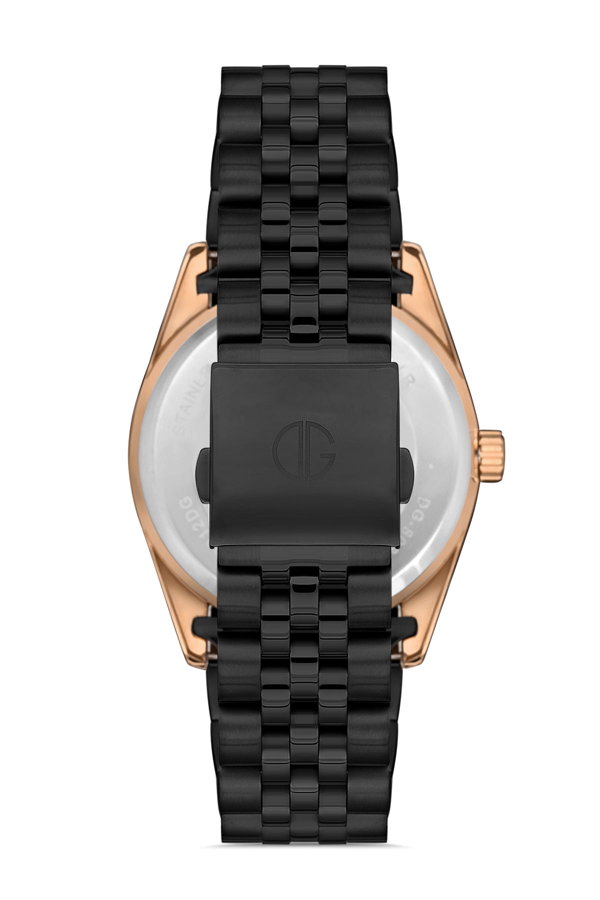DAVID GUNER Rose Kaplama Siyah Kadranlı Roma Rakamlı Takvimli Paslanmaz Masif Çelik Erkek Kol Saati - DG-8085GA-R2