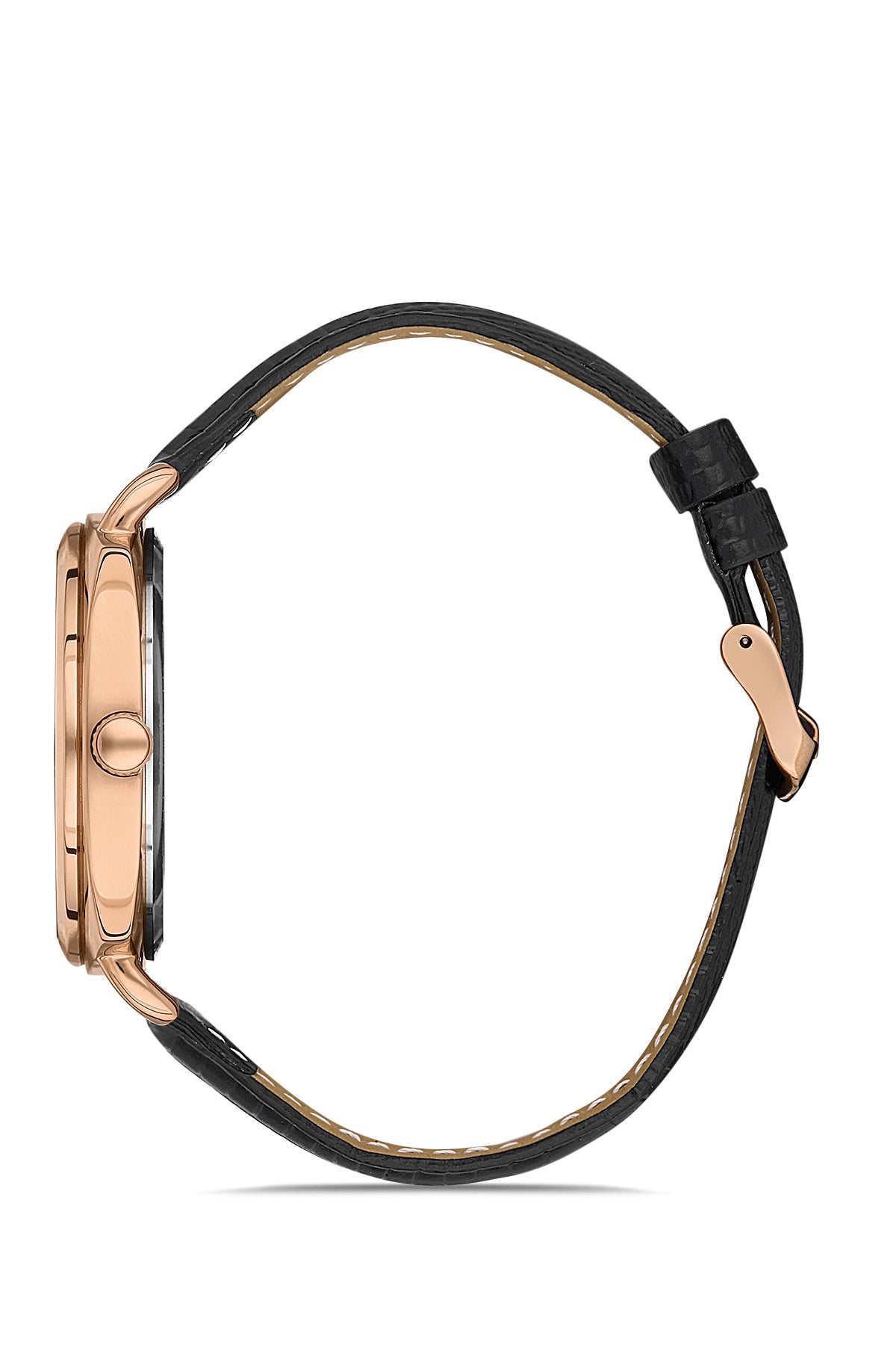 DAVID GUNER Rose Kaplama Siyah Kadranlı Takvimli Siyah Deri Kordonlu Erkek Kol Saati - DG-8055GB-R2