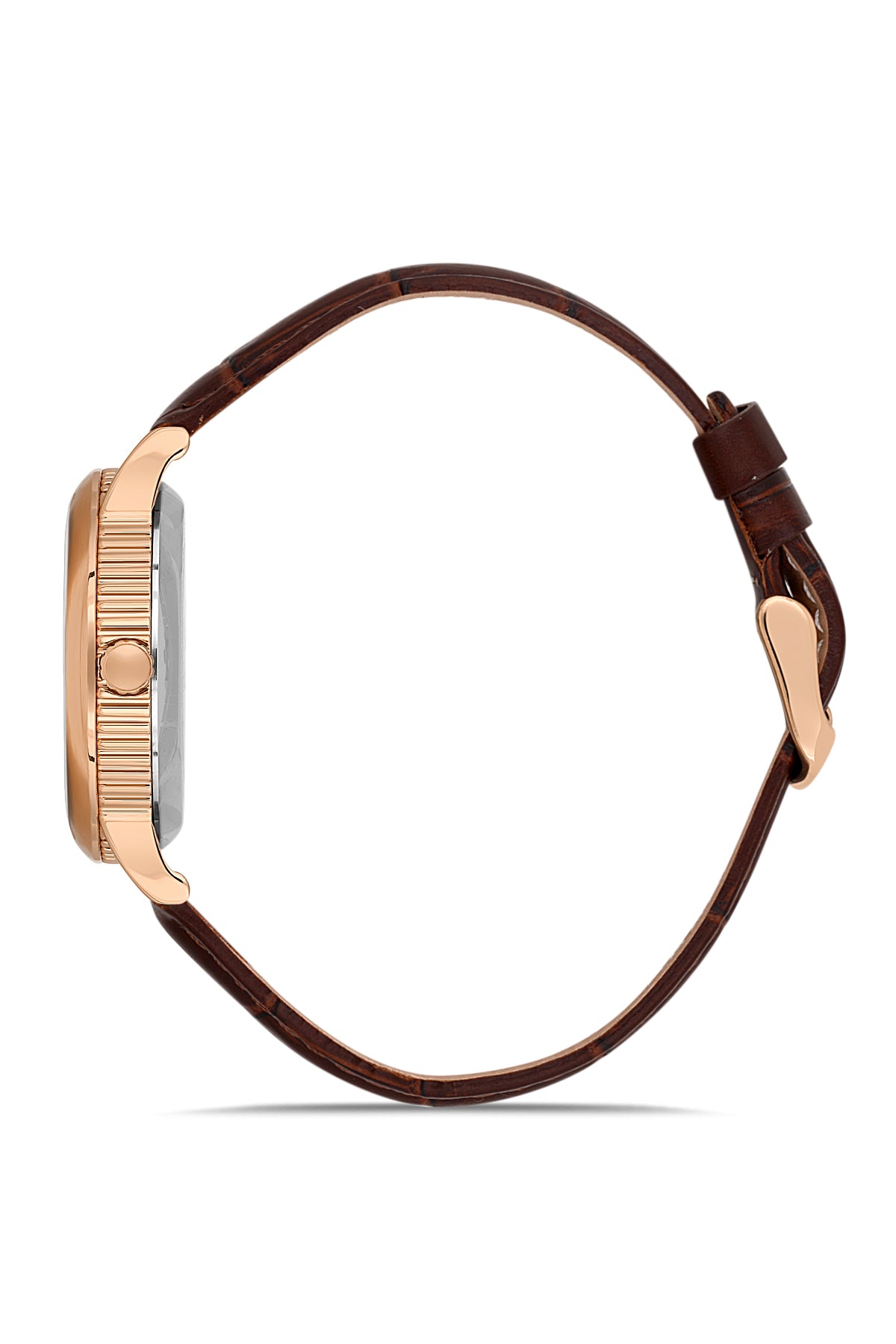 Davıd Guner Rose Coated Brown Original Leather Band Men's Watch