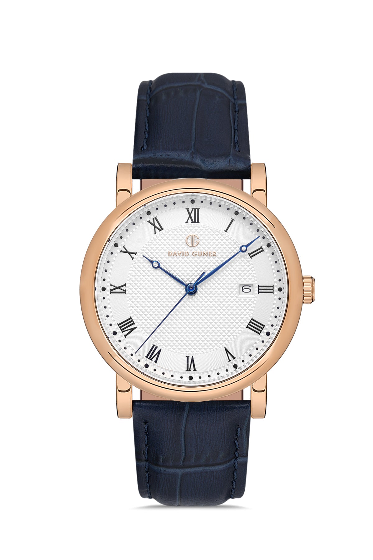 DAVID GUNER Rose Coated Original Leather Band Men's Watch