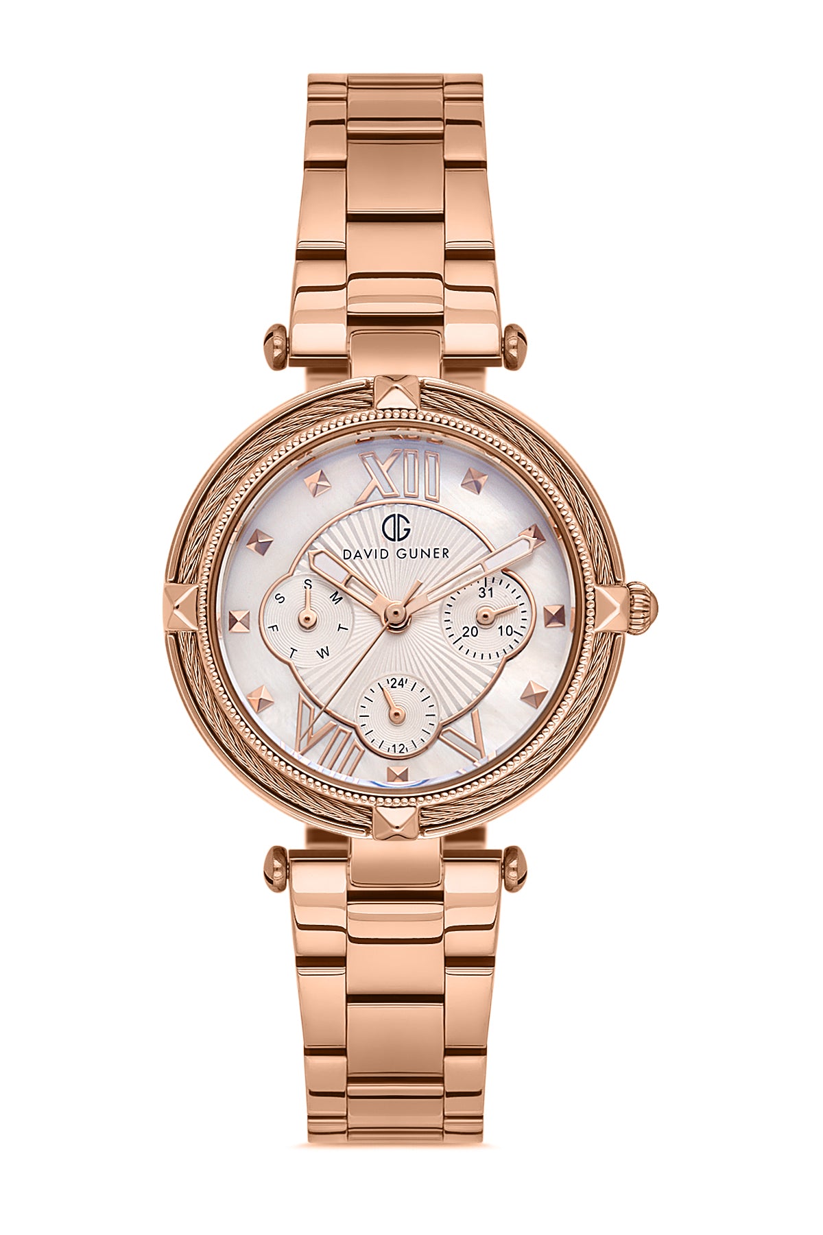 DAVID GUNER ROSE KAPLAMALI BEYAZ KADRANLI KADIN KOL SAATİ - DG-8176LA-C1