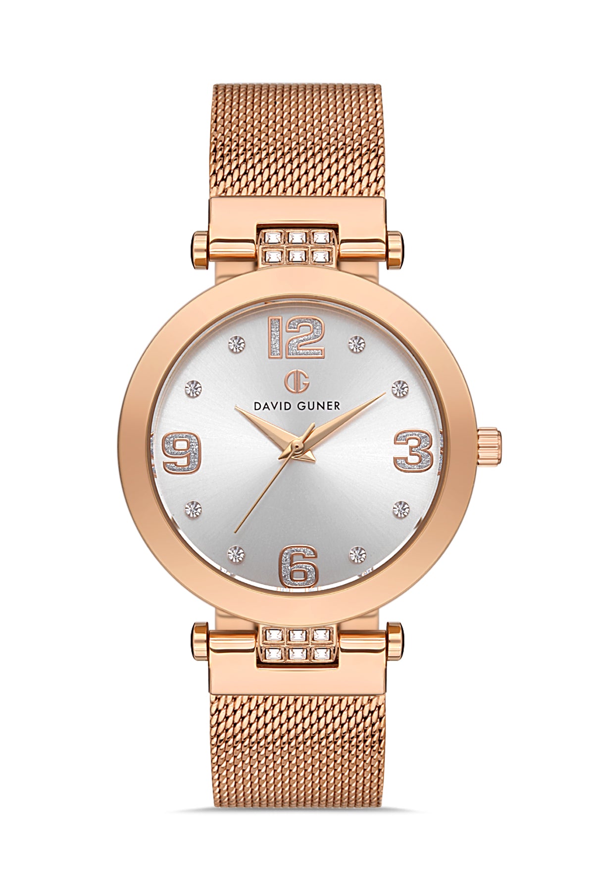 DAVID GUNER ROSE KAPLAMALI BEYAZ KADRANLI KADIN KOL SAATİ DG-8241LC-C1