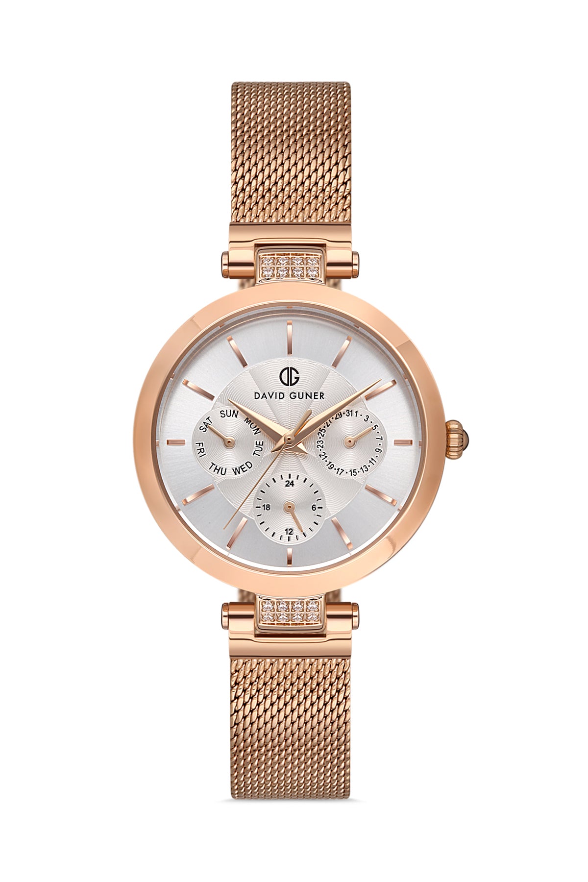 DAVID GUNER ROSE KAPLAMALI BEYAZ KADRANLI KADIN KOL SAATİ DG-8268LC-C1