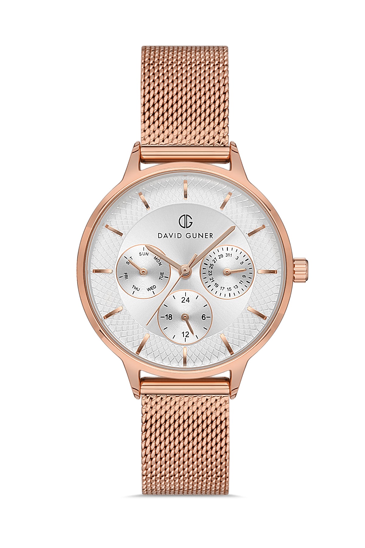 DAVID GUNER ROSE KAPLAMALI BEYAZ KADRANLI KADIN KOL SAATİ DG-8310LC-C1