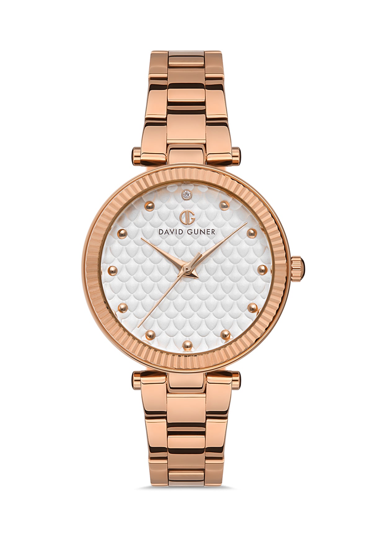 DAVID GUNER ROSE KAPLAMALI BEYAZ KADRANLI KADIN KOL SAATİ DG-8366LA-C1