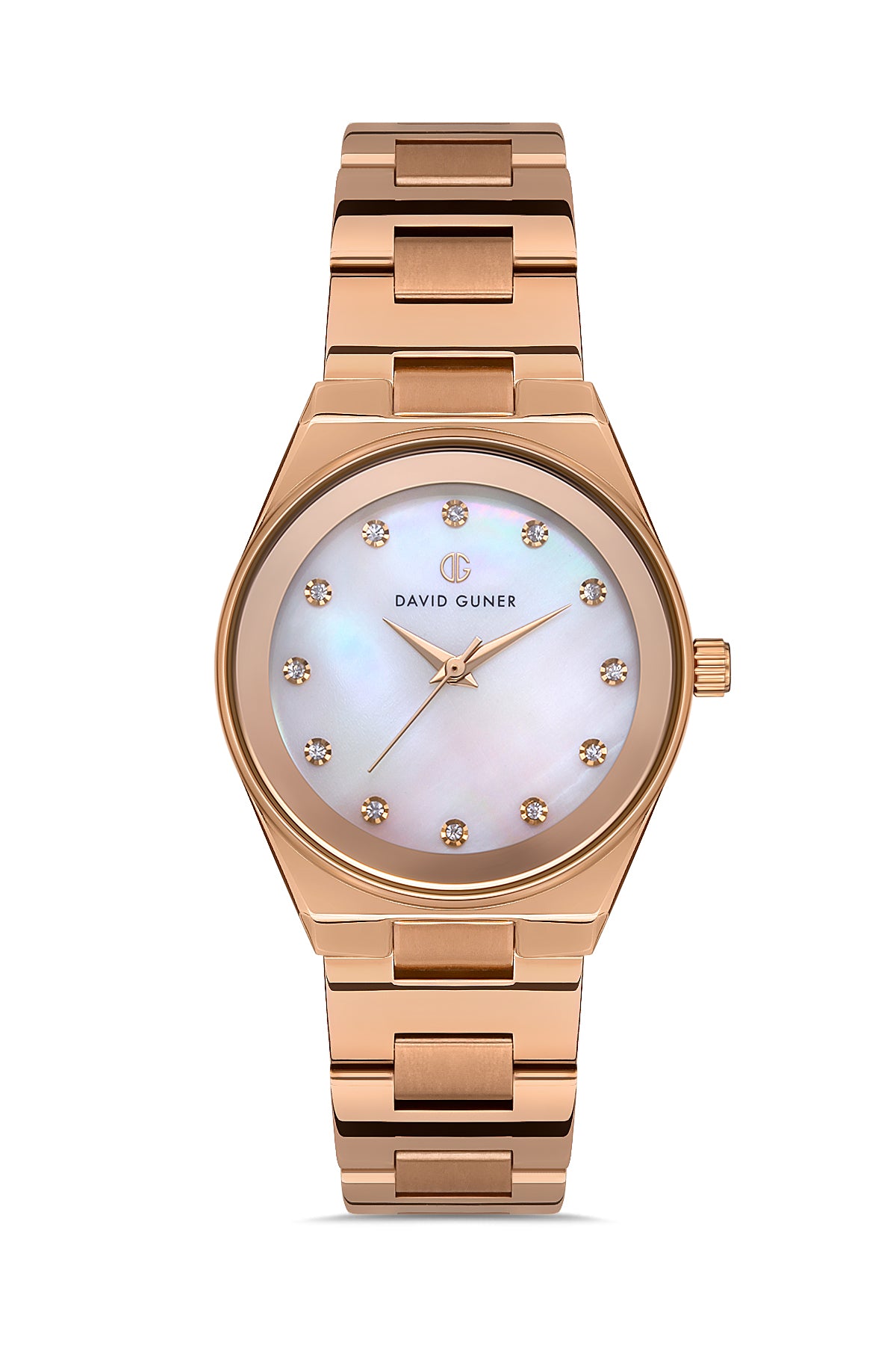 DAVID GUNER Rose Kaplama Gümüş Kadranlı Paslanmaz Masif Çelik Kordonlu Kadın Kol Saati - DG-8372LA-C1