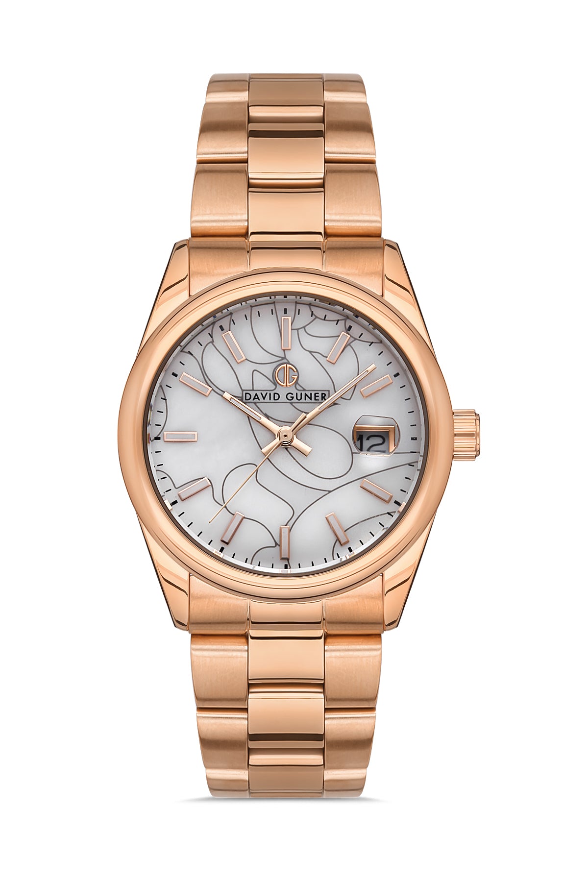 DAVID GUNER Calendar Rose Coated Women's Watch