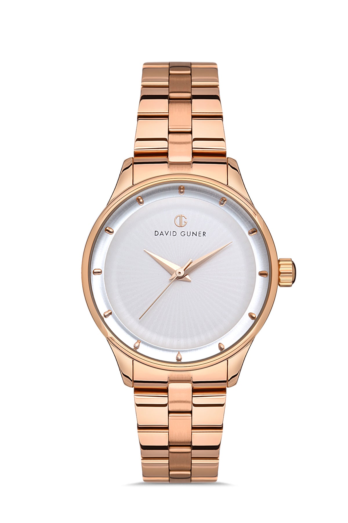 DAVID GUNER ROSE KAPLAMALI BEYAZ KADRANLI KADIN KOL SAATİ DG-8397LA-C1