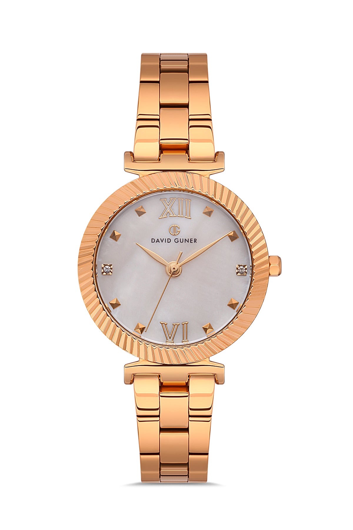 DAVID GUNER ROSE KAPLAMALI BEYAZ KADRANLI KADIN KOL SAATİ DG-8412LA-C1