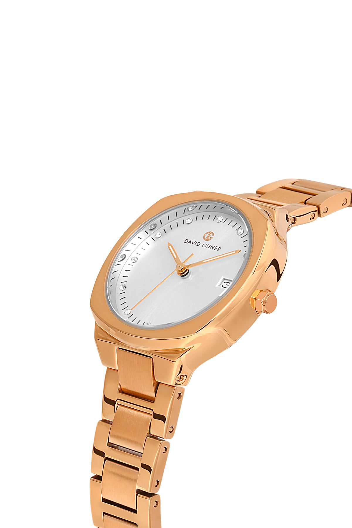 DAVID GUNER ROSE KAPLAMALI BEYAZ KADRANLI KADIN KOL SAATİ DG-8413LA-C1