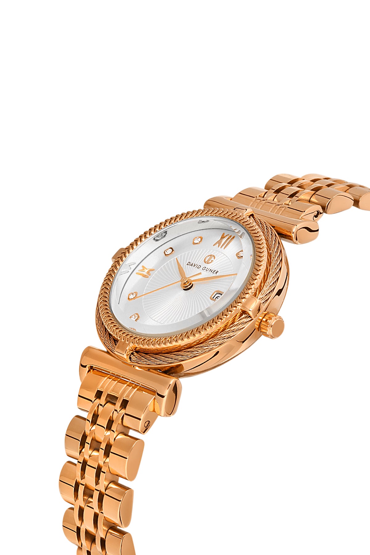 DAVID GUNER ROSE KAPLAMALI BEYAZ KADRANLI KADIN KOL SAATİ DG-8431LA-C1