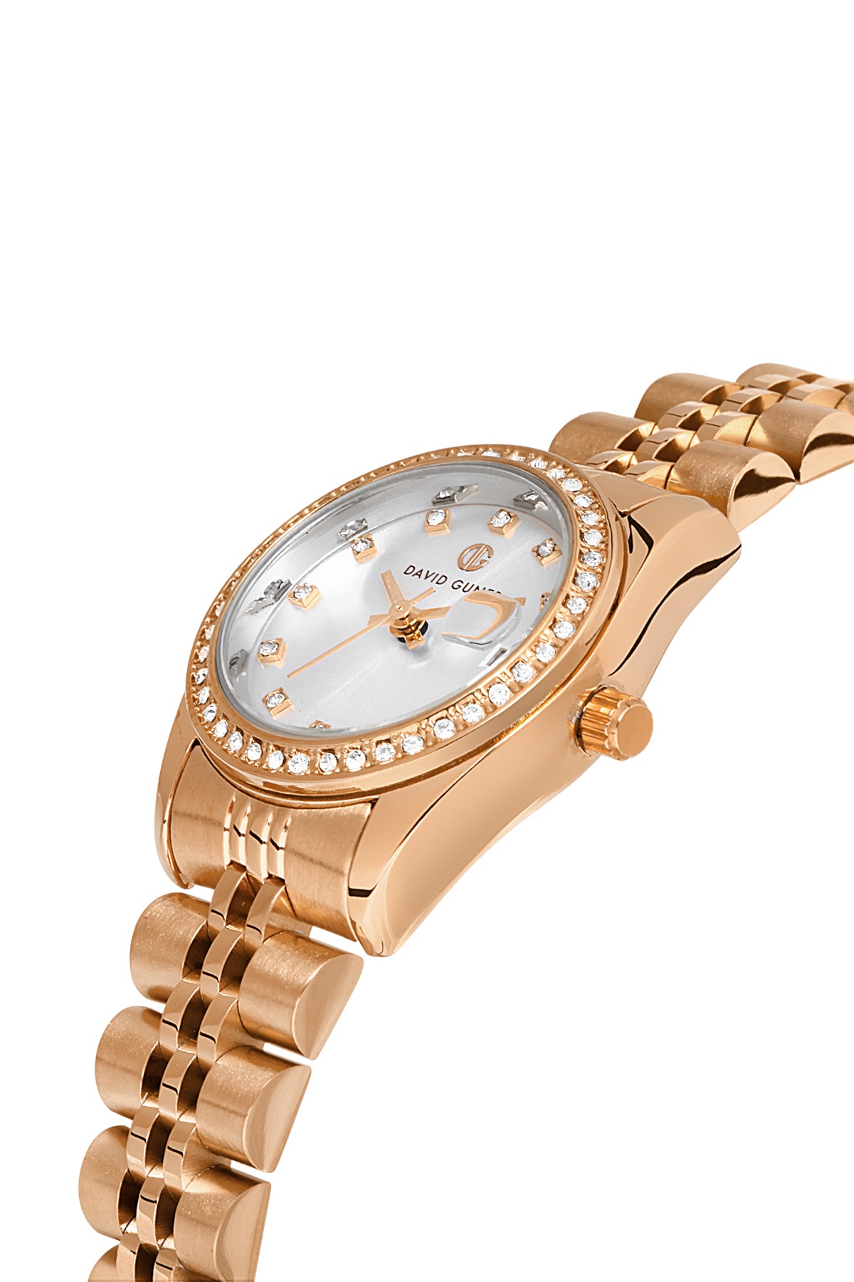 DAVID GUNER Gümüş Kadranlı Rose Kaplamalı Takvimli Kadın Kol Saati - DG-8474LA-C1