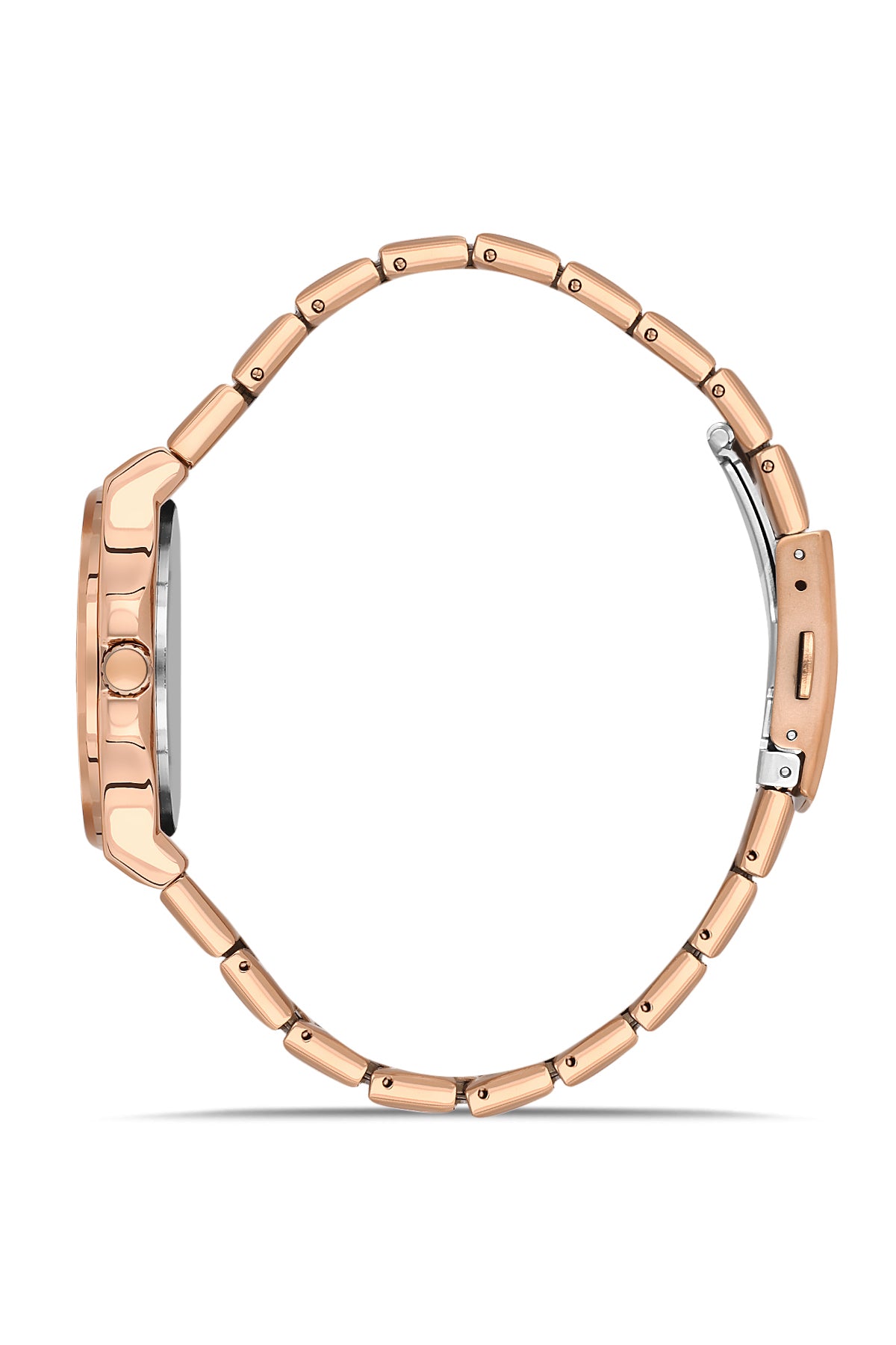 DAVID GUNER Silver Dial Rose Plating Stone Women's Watch