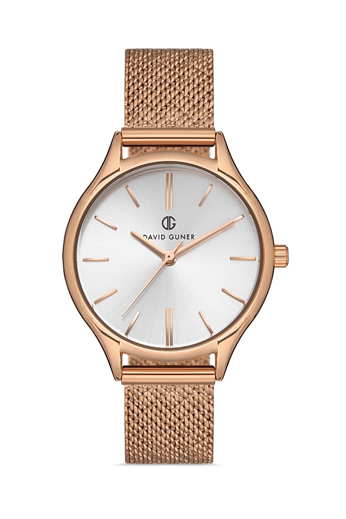 DAVID GUNER Rose Kaplamalı Gümüş Kadranlı Kadın Kol Saati - DG-8312LC-C1
