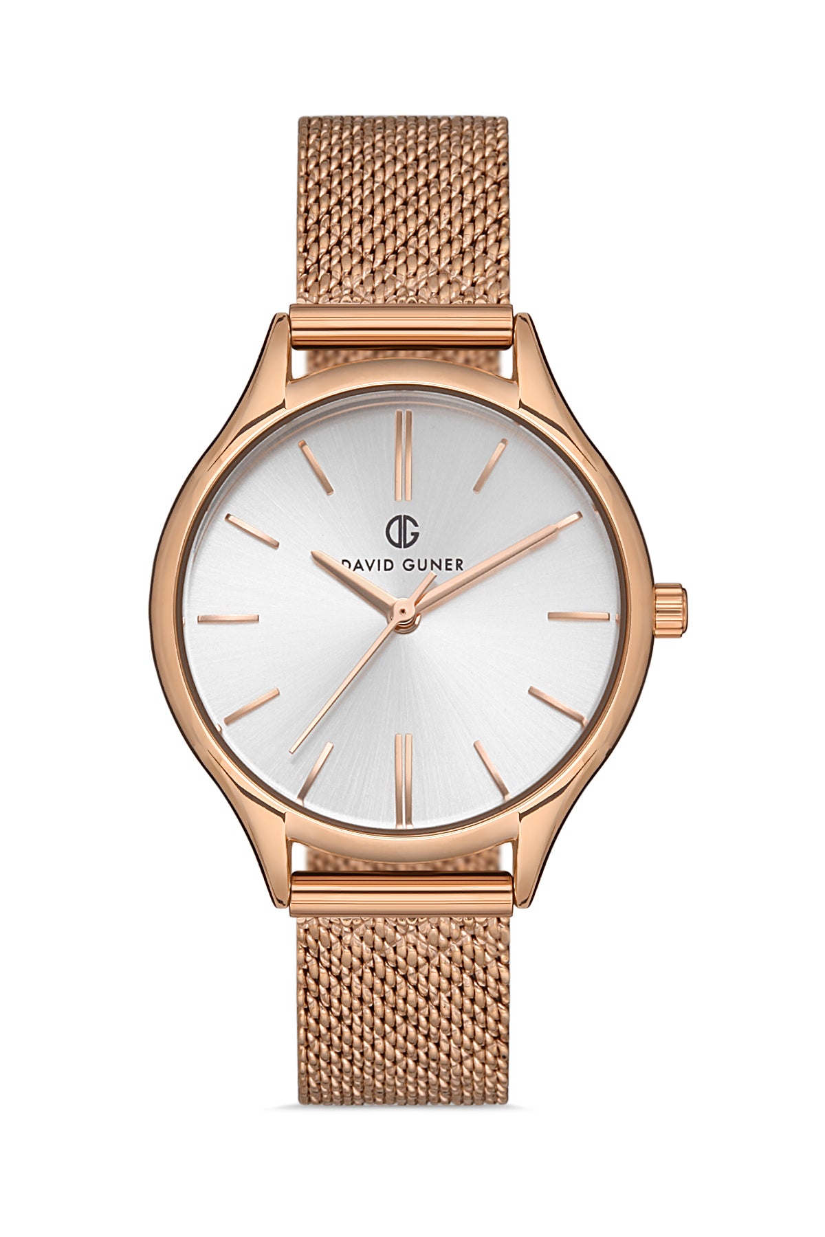 DAVID GUNER Rose Kaplamalı Gümüş Kadranlı Kadın Kol Saati - DG-8312LC-C1