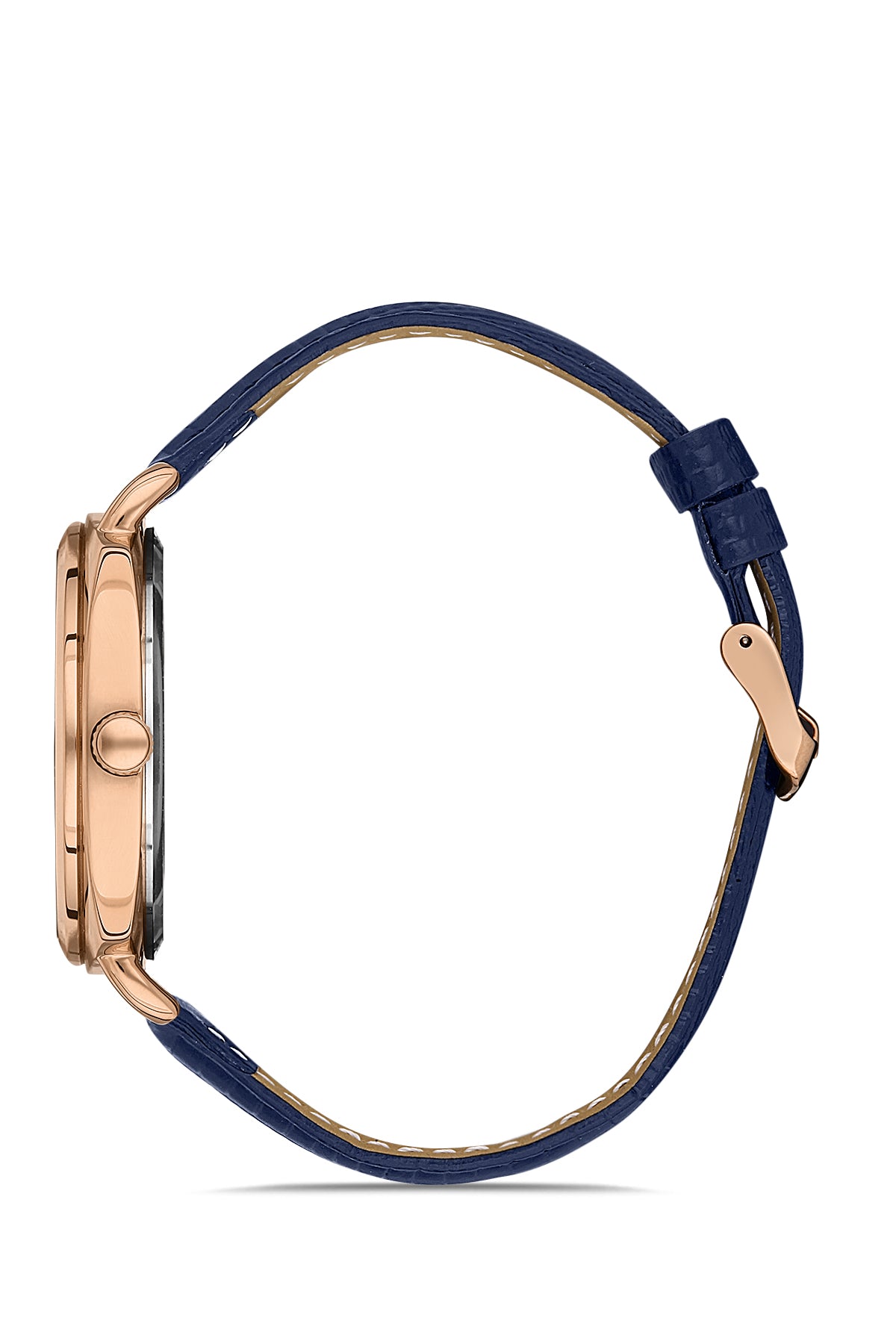 DAVID GUNER Rose Kaplama Mavi Kadranlı Takvimli Mavi Deri Kordonlu Erkek Kol Saati - DG-8055GB-T3