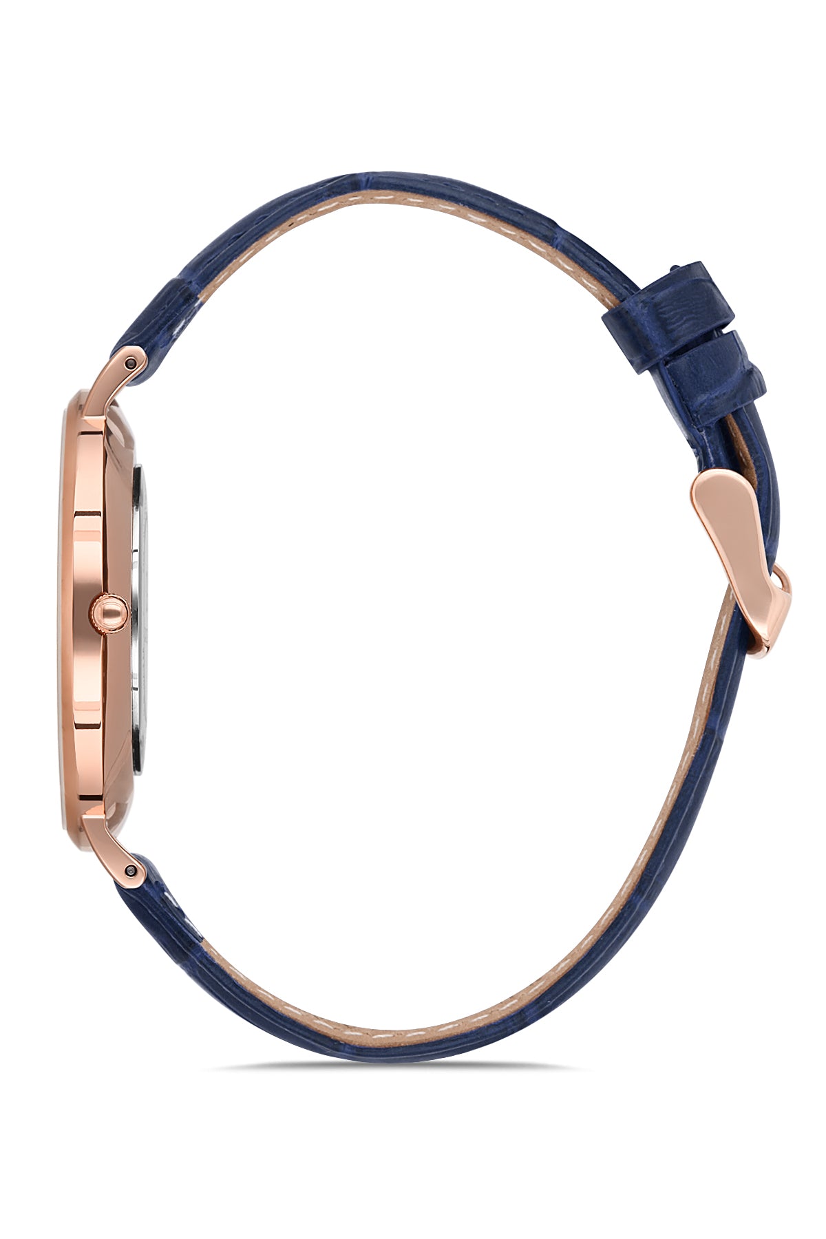 DAVID GUNER Mavi Kadranlı Rose Kaplamalı Erkek Deri Kol Saati - DG-8074GB-T3