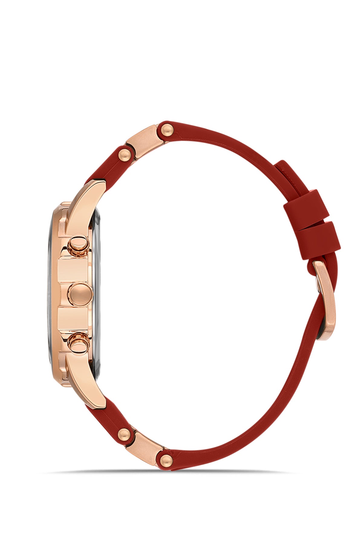 DAVID GUNER Siyah Kadranlı Rose Detaylı Kırmızı Silikon Kayışlı Erkek Kol Saati - DG-8456GD-ZT2