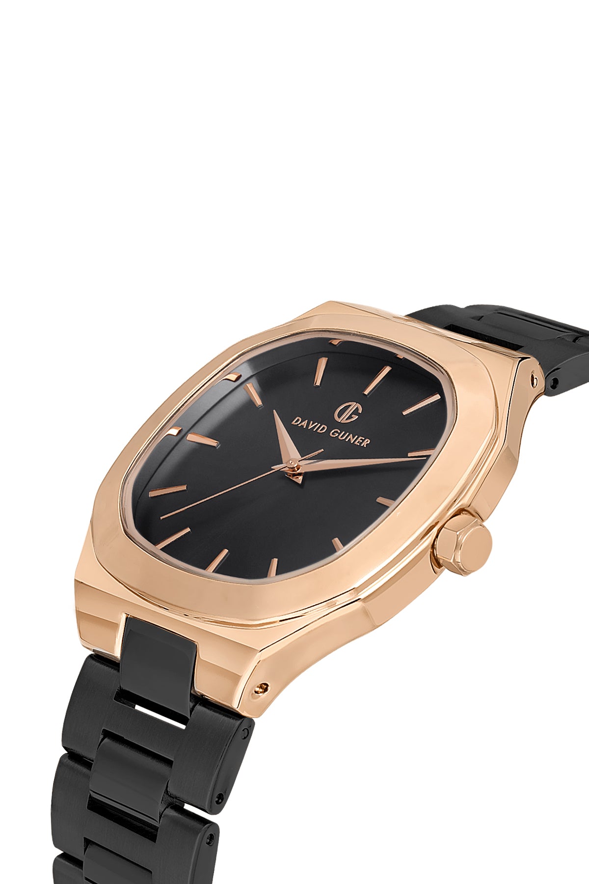 DAVID GUNER Rose Kaplamalı Siyah Kadranlı Erkek Kol Saati - DG-8519GA-R2