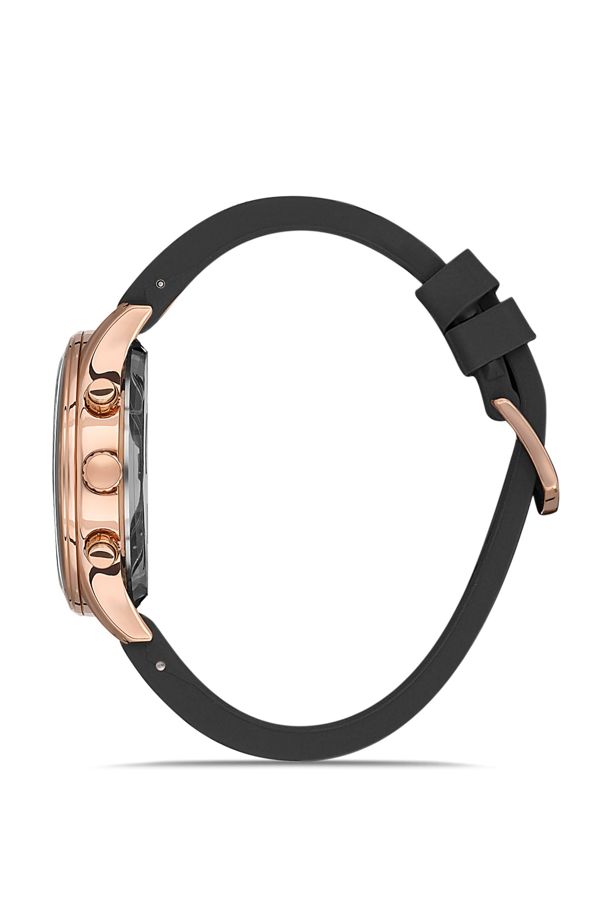 DAVID GUNER Rose Kaplamalı Siyah Kadranlı Siyah Silikon Kordonlu Erkek Kol Saati - DG-8271GD-R2