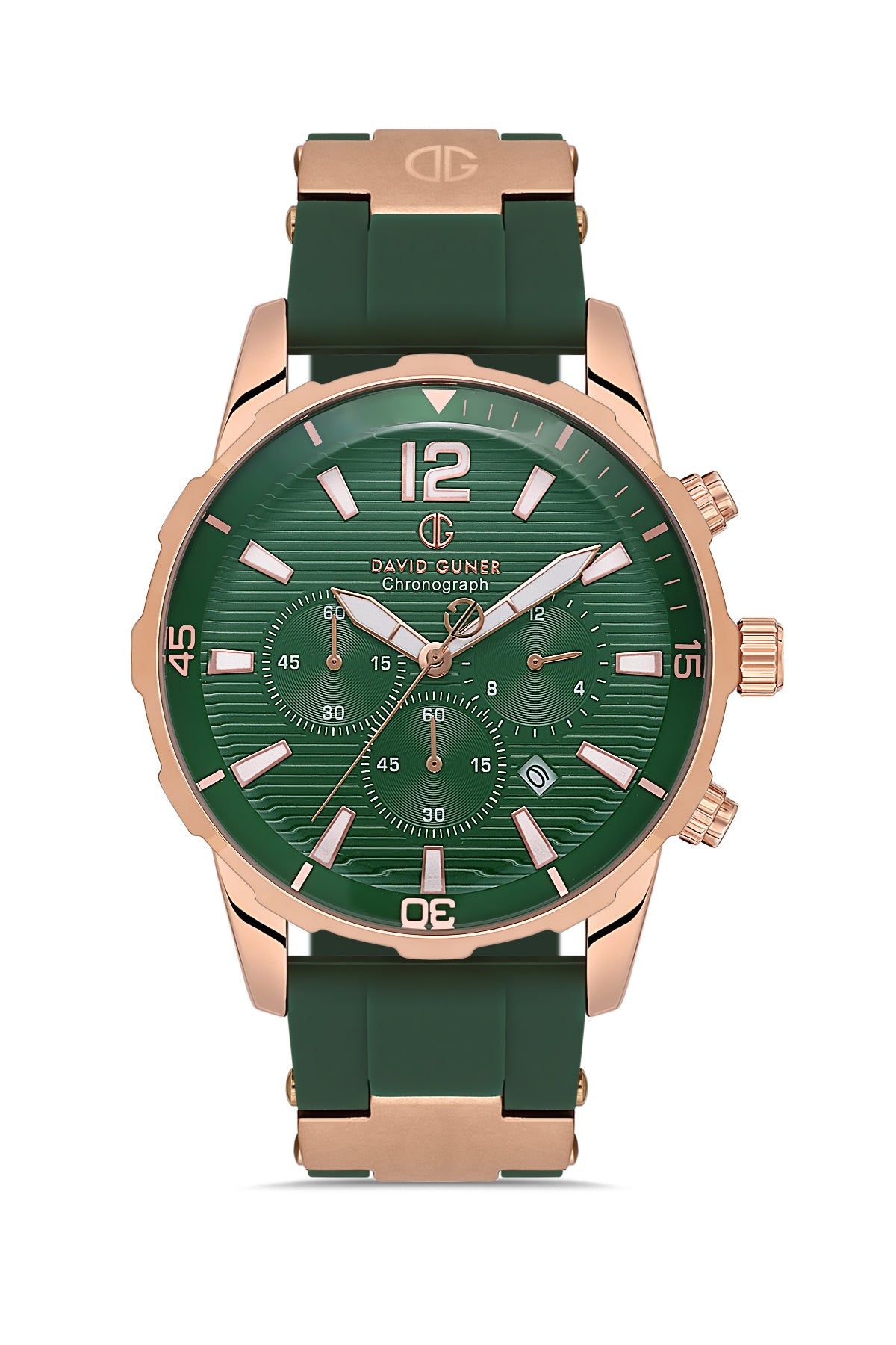 DAVID GUNER Yeşil Kadranlı Rose Detaylı Yeşil Silikon Kayışlı Erkek Kol Saati - DG-8456GD-ZG10
