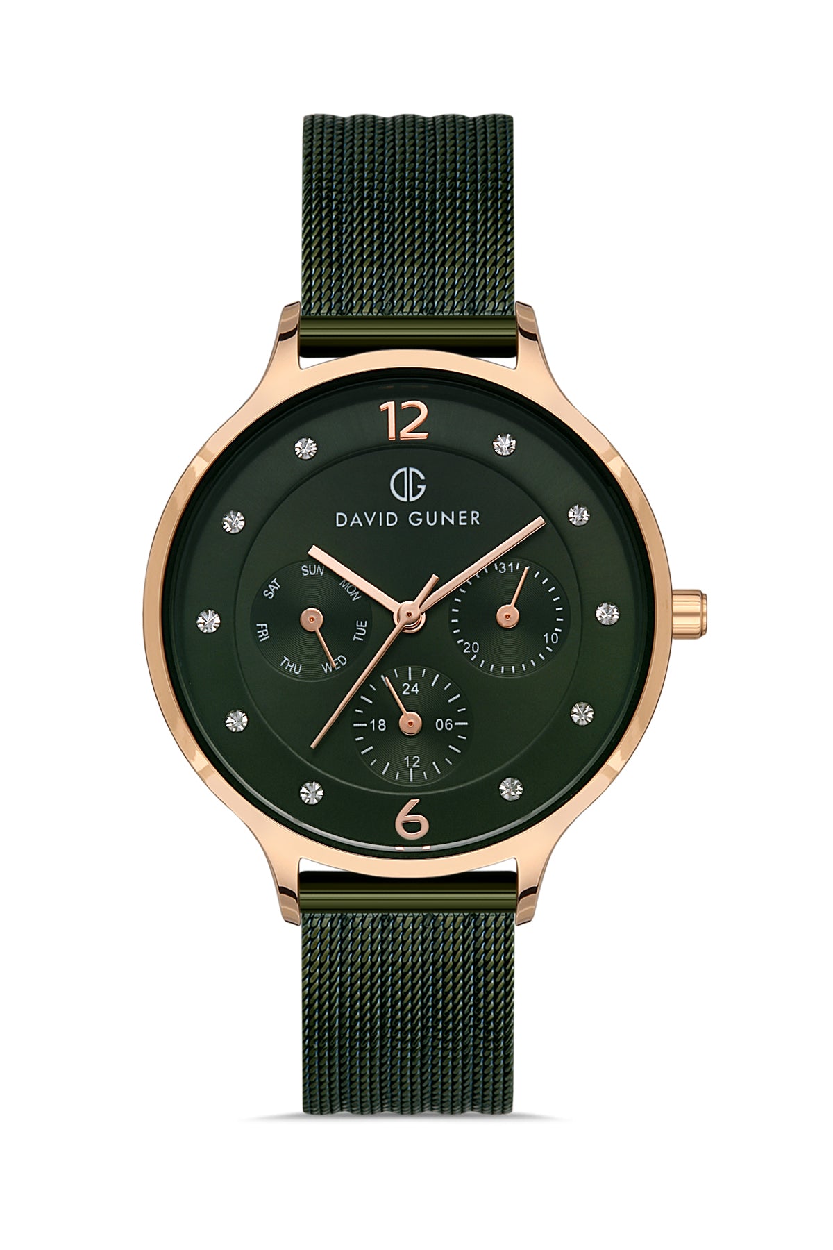 DAVID GUNER ROSE KAPLAMALI YEŞİL KADRANLI KADIN KOL SAATİ - DG-8120LC-ZG10
