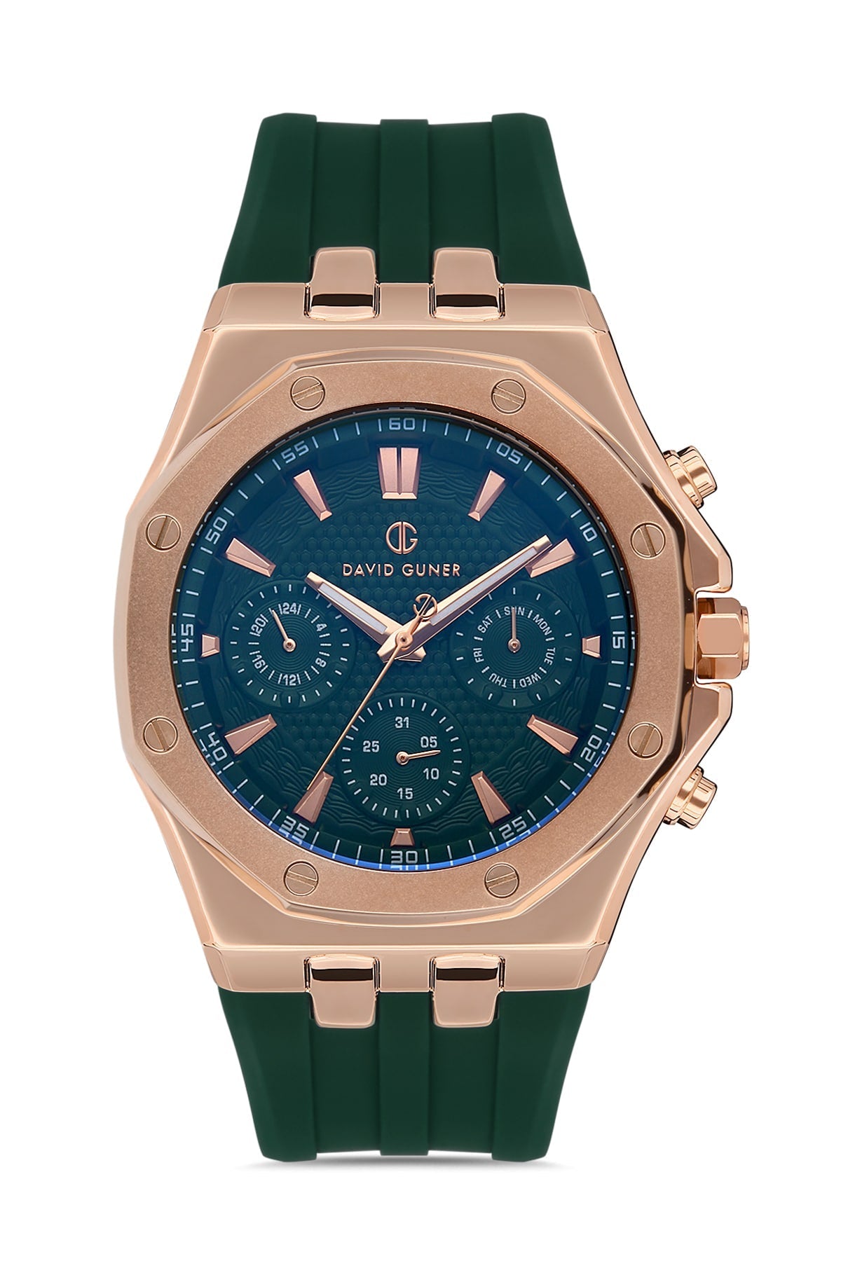 DAVID GUNER Rose-Coated Green Dial Multifunctional Men's Watch