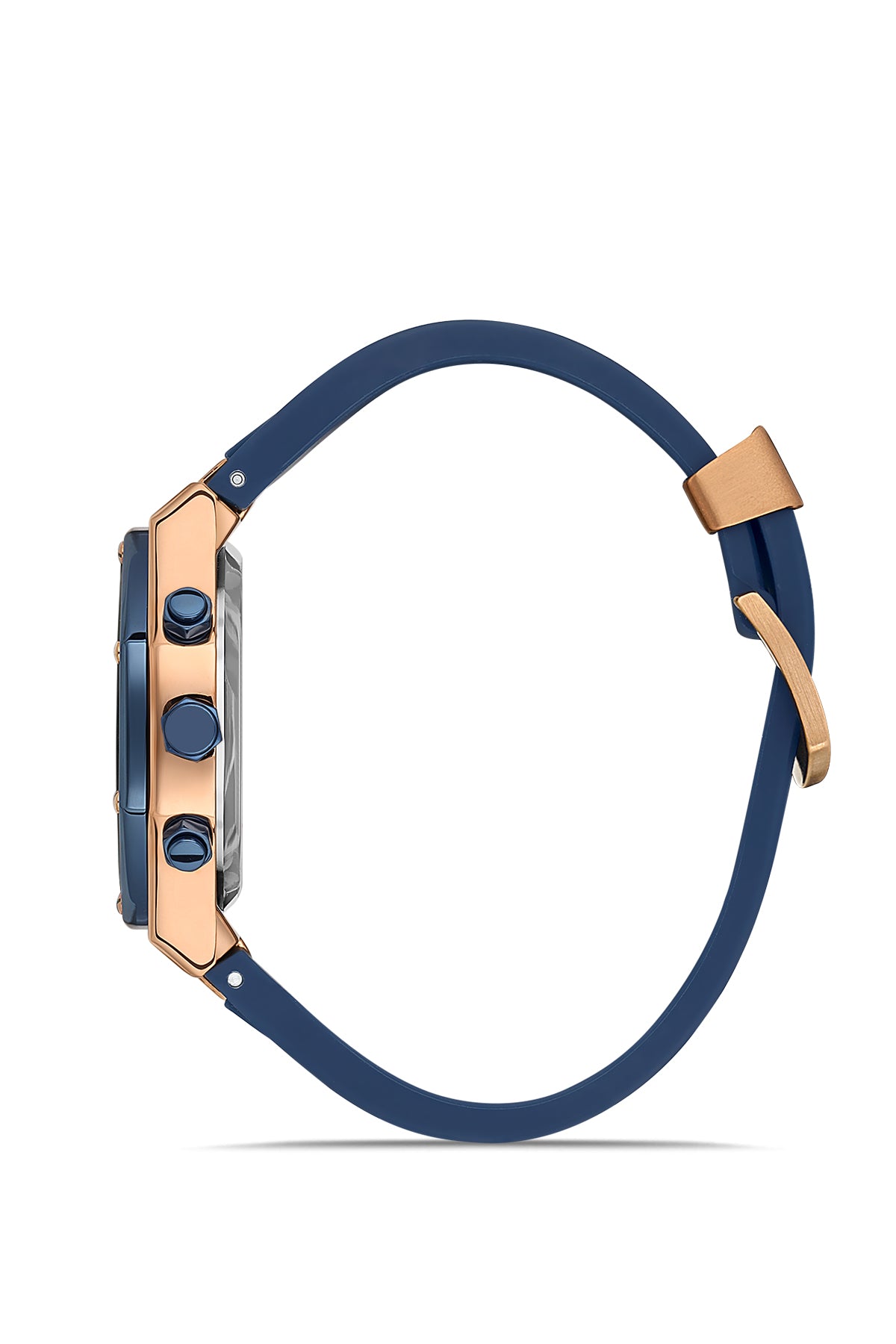 DAVID GUNER Rose Mavi Kaplama Multi Fonksiyonlu Mavi Kadranlı Silikon Kayışlı Erkek Kol Saati - DG-8821GD-T3